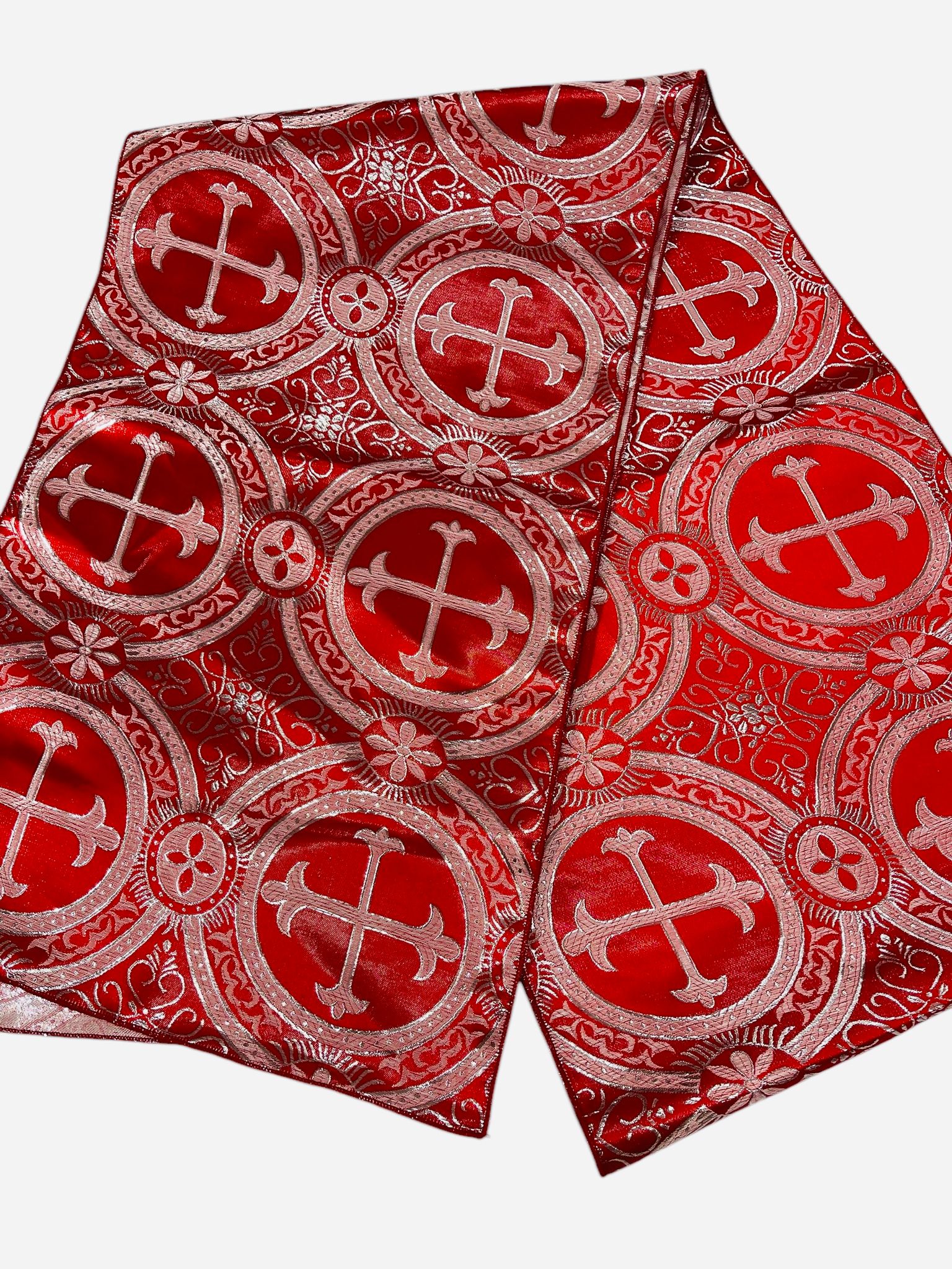 Religious Brocade Runner Tablecloth | Liturgical Fabric | Runner Ecclesiastical Jacquard | Church | Vestment - Cross Brocade. - New Creations Fabric & Foam Inc