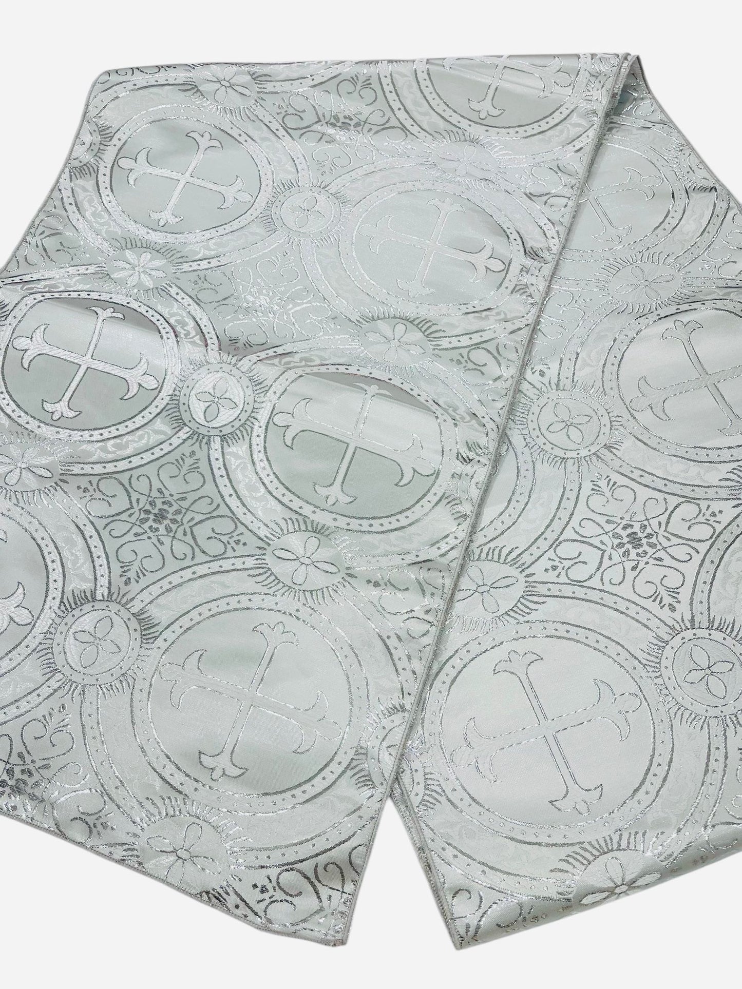 Religious Brocade Runner Tablecloth | Liturgical Fabric | Runner Ecclesiastical Jacquard | Church | Vestment - Cross Brocade. - New Creations Fabric & Foam Inc