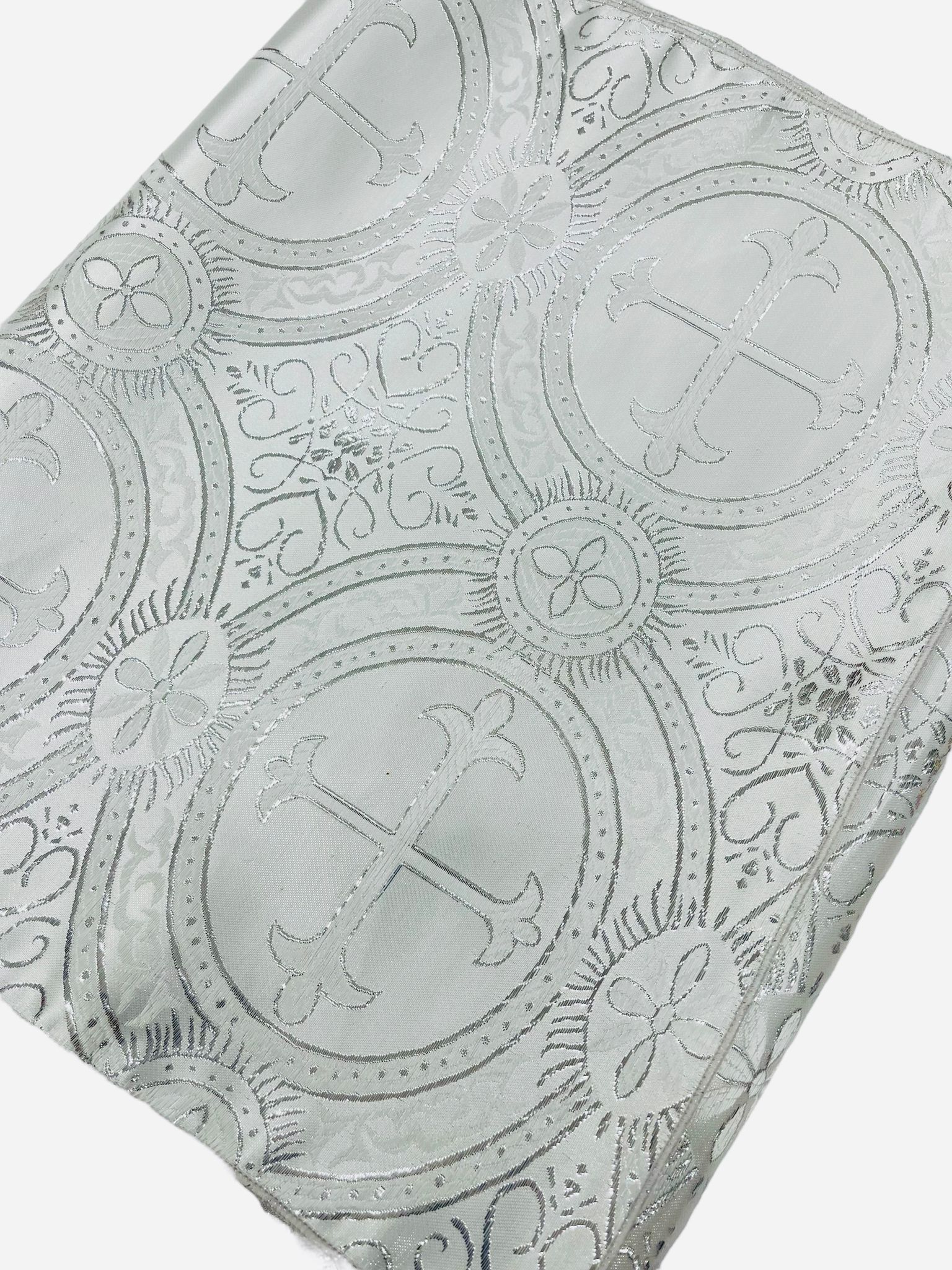 Religious Brocade Runner Tablecloth | Liturgical Fabric | Runner Ecclesiastical Jacquard | Church | Vestment - Cross Brocade. - New Creations Fabric & Foam Inc
