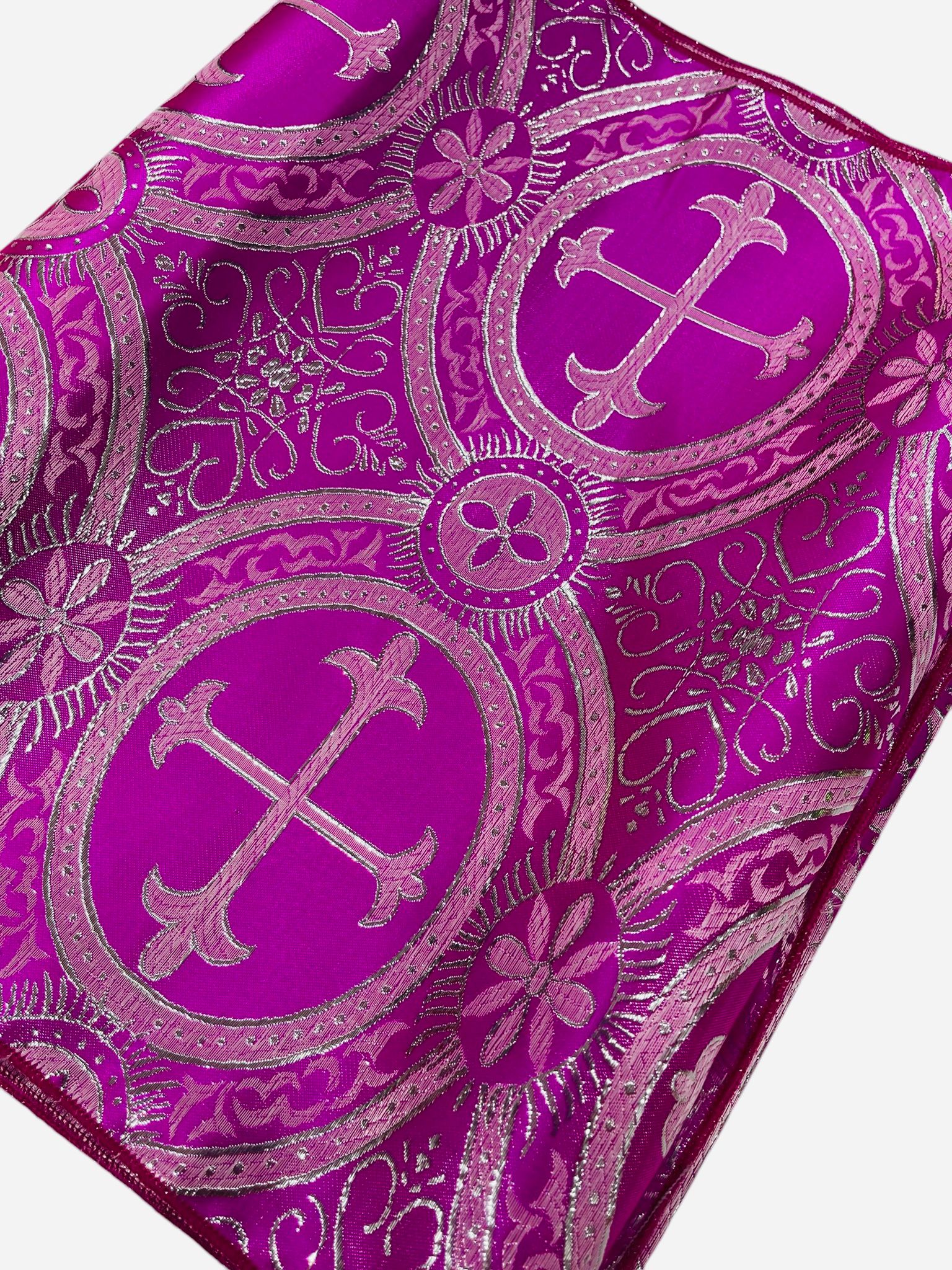Religious Brocade Runner Tablecloth | Liturgical Fabric | Runner Ecclesiastical Jacquard | Church | Vestment - Cross Brocade. - New Creations Fabric & Foam Inc