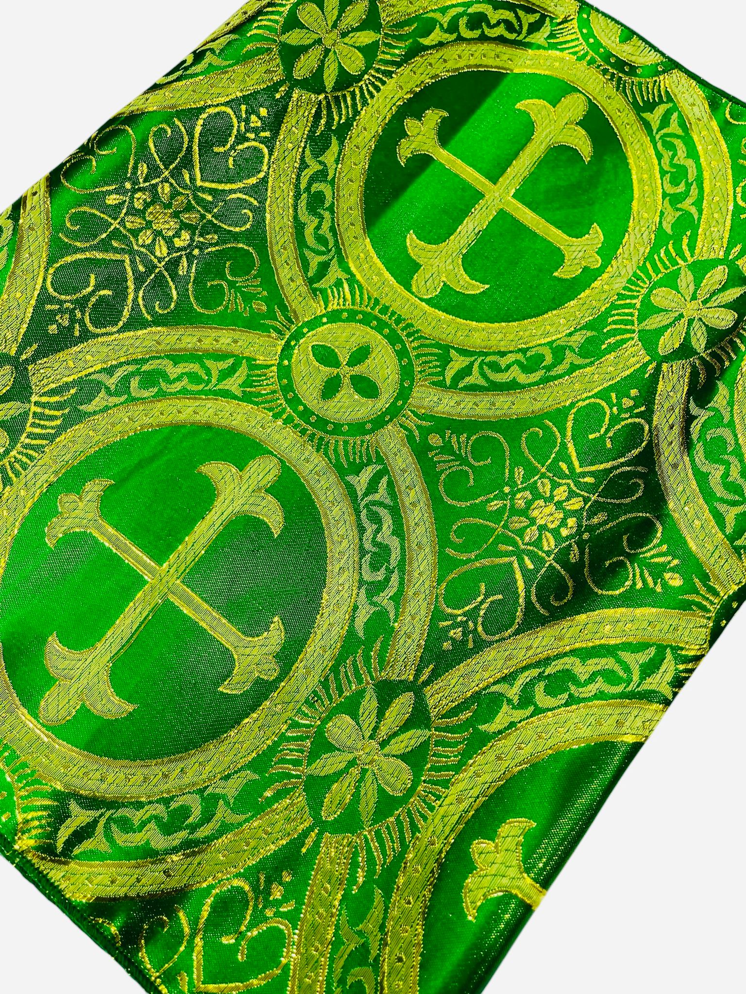 Religious Brocade Runner Tablecloth | Liturgical Fabric | Runner Ecclesiastical Jacquard | Church | Vestment - Cross Brocade. - New Creations Fabric & Foam Inc