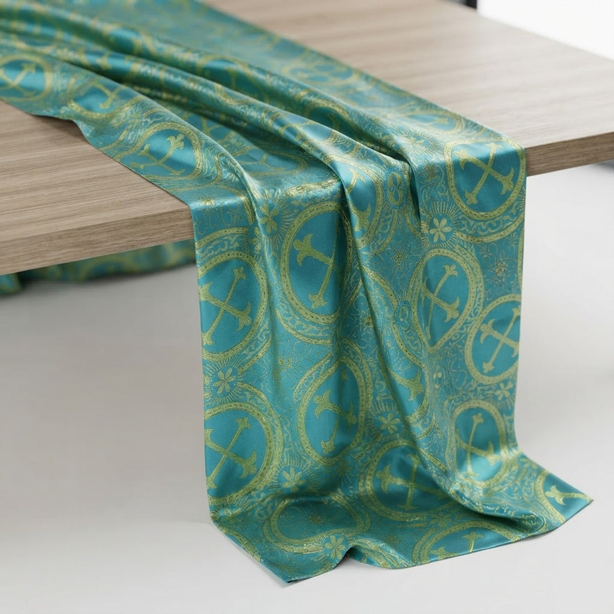 Religious Cross Jacquard Satin 58" Wide| New Creations Fabric & Foam Inc. - New Creations Fabric & Foam Inc