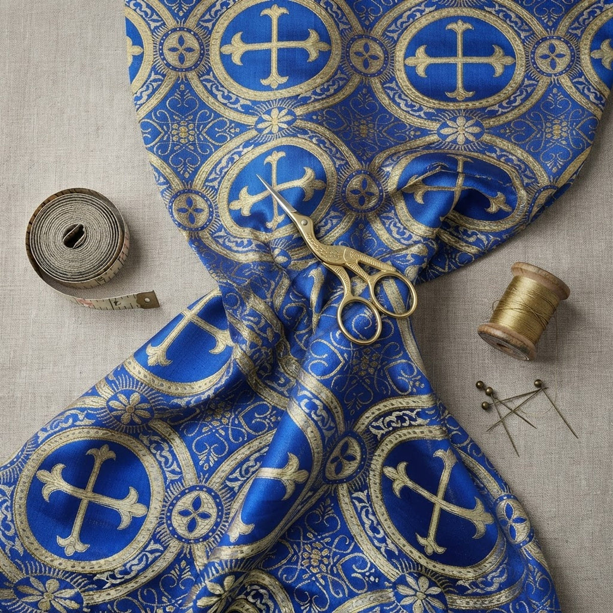 Religious Cross Jacquard Satin 58" Wide| New Creations Fabric & Foam Inc. - New Creations Fabric & Foam Inc