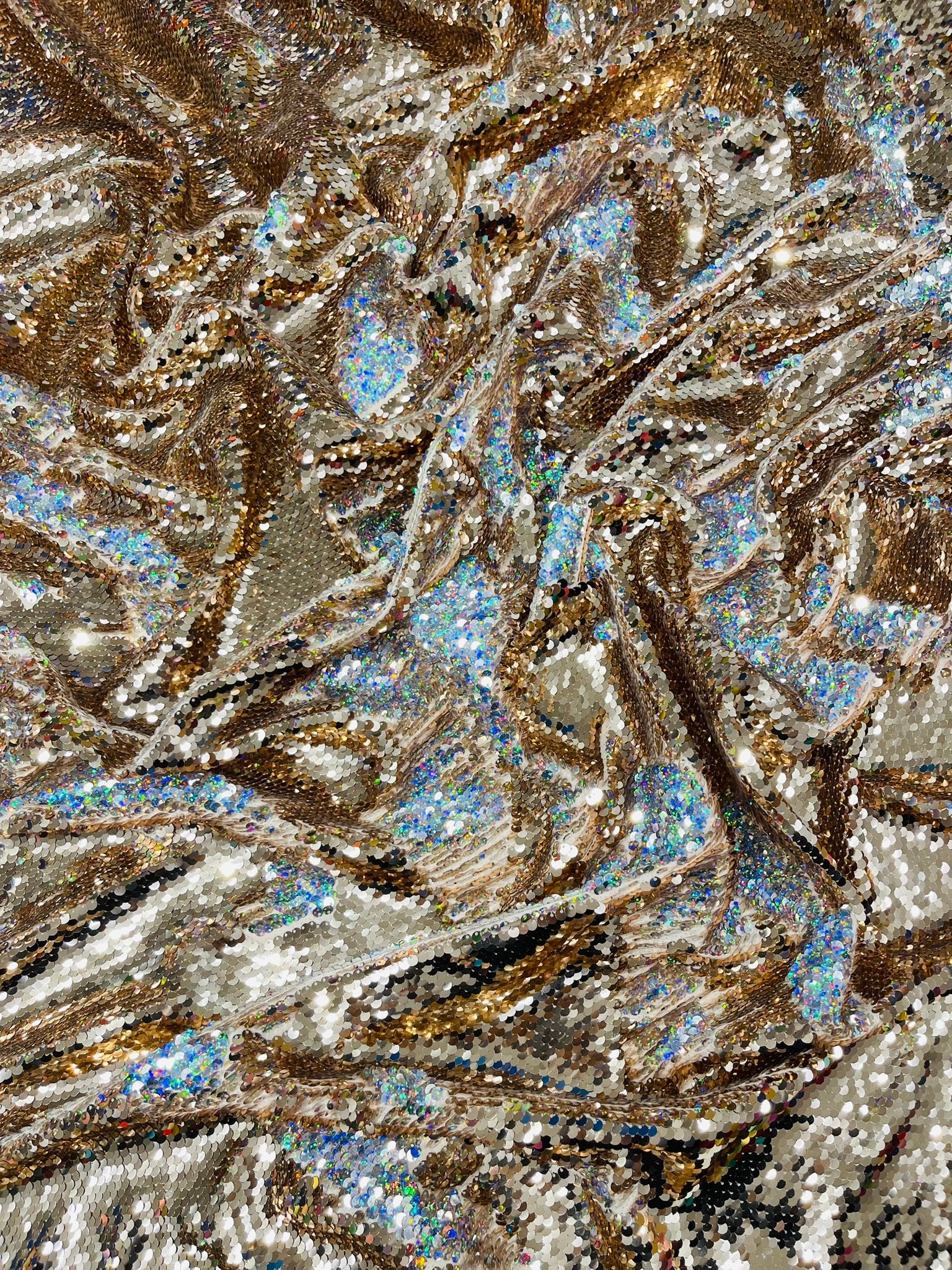 Reversible Color Changing Sequin Fabric| 54" Wide| Stretch Polyester Spandex. - New Creations Fabric & Foam Inc