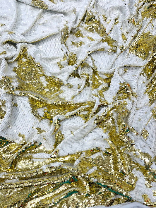 Reversible Color Changing Sequin Fabric| 54" Wide| Stretch Polyester Spandex. - New Creations Fabric & Foam Inc