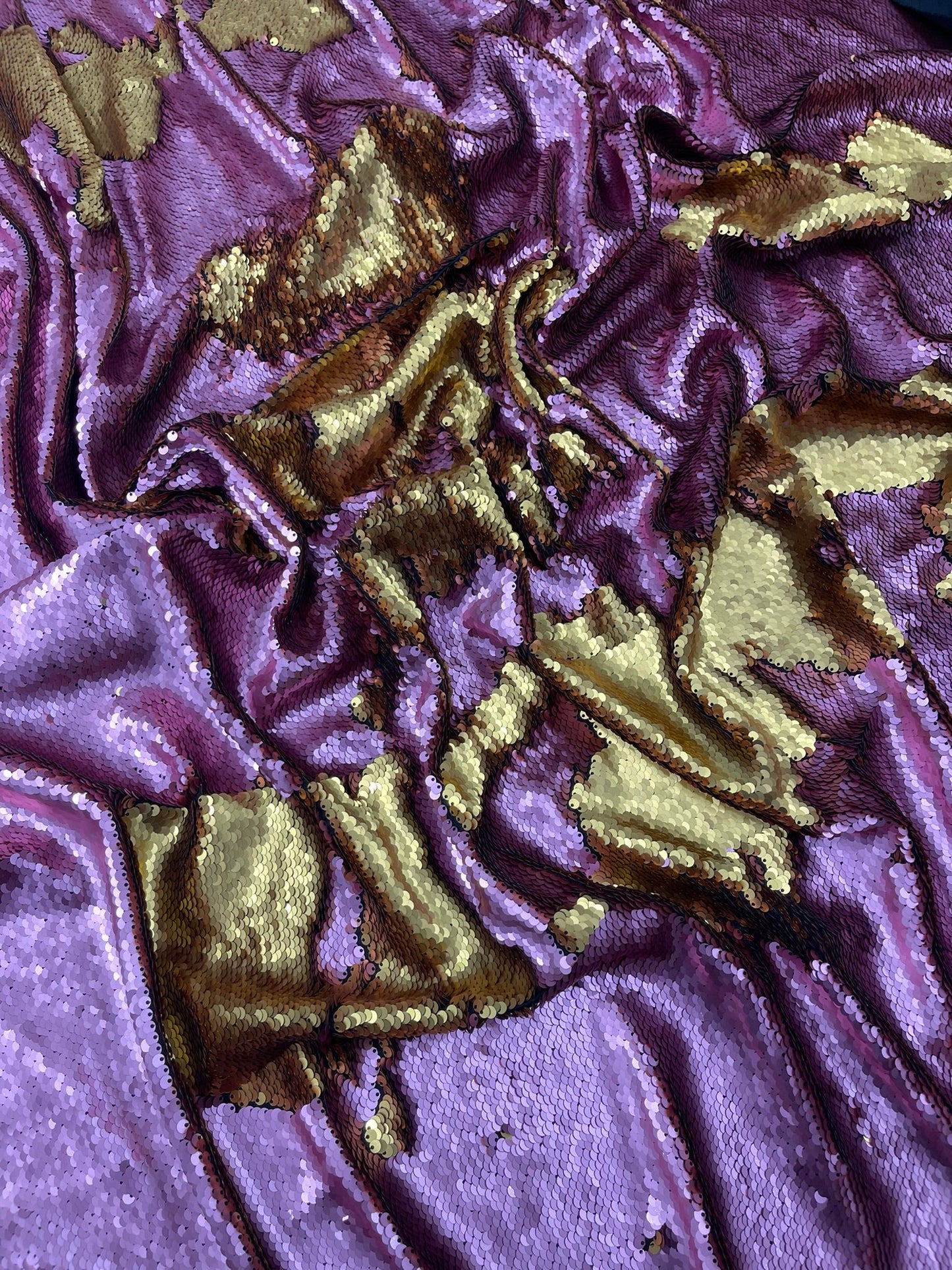 Reversible Color Changing Sequin Fabric| 54" Wide| Stretch Polyester Spandex. - New Creations Fabric & Foam Inc