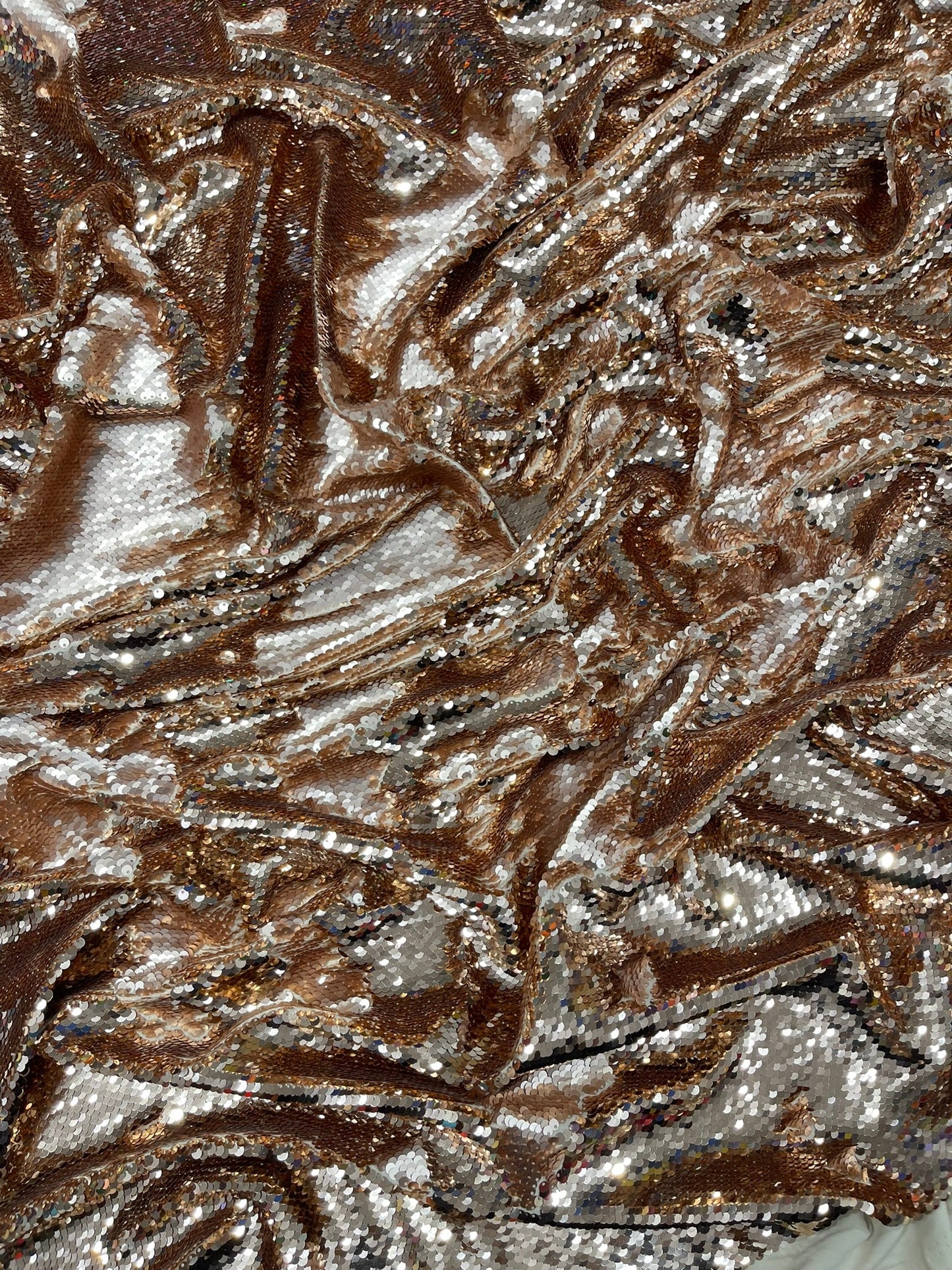 Reversible Color Changing Sequin Fabric| 54" Wide| Stretch Polyester Spandex. - New Creations Fabric & Foam Inc