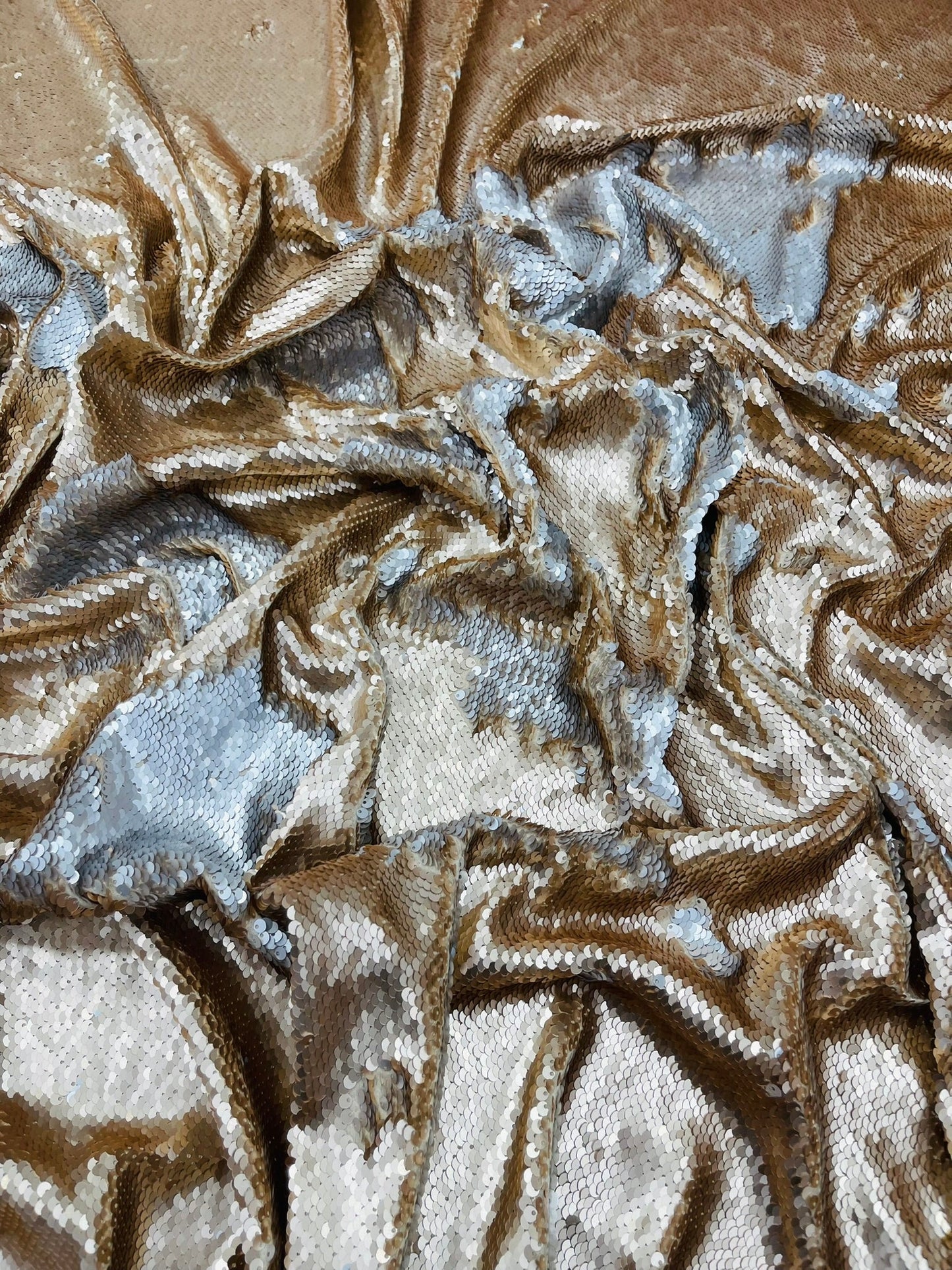 Reversible Color Changing Sequin Fabric| 54" Wide| Stretch Polyester Spandex. - New Creations Fabric & Foam Inc