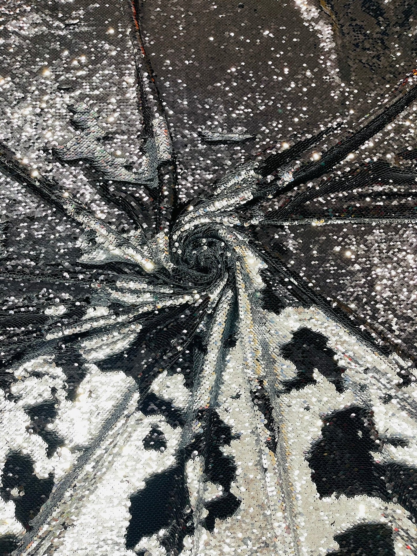 Reversible Color Changing Sequin Fabric| 54" Wide| Stretch Polyester Spandex. - New Creations Fabric & Foam Inc