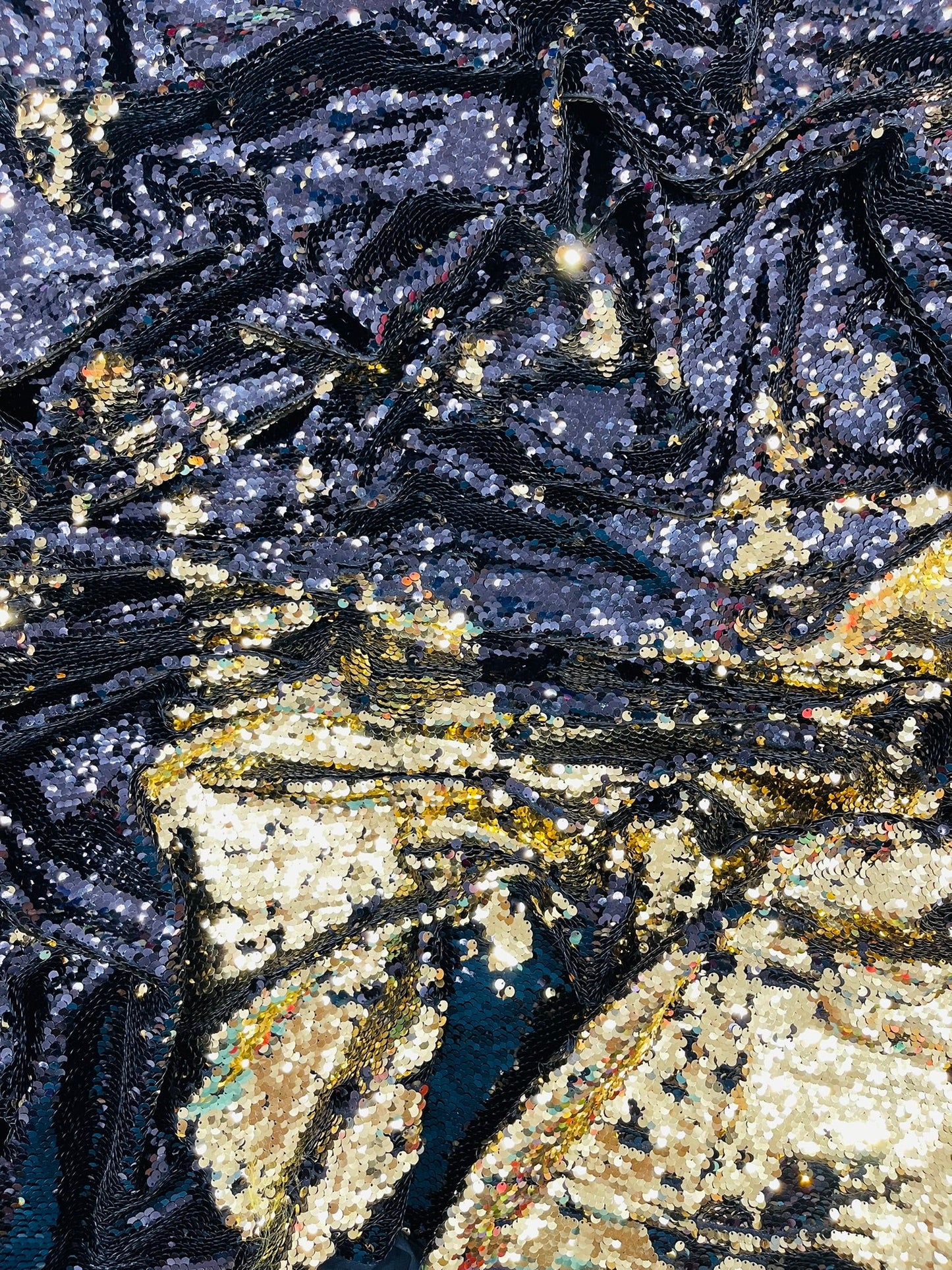 Reversible Color Changing Sequin Fabric| 54" Wide| Stretch Polyester Spandex. - New Creations Fabric & Foam Inc