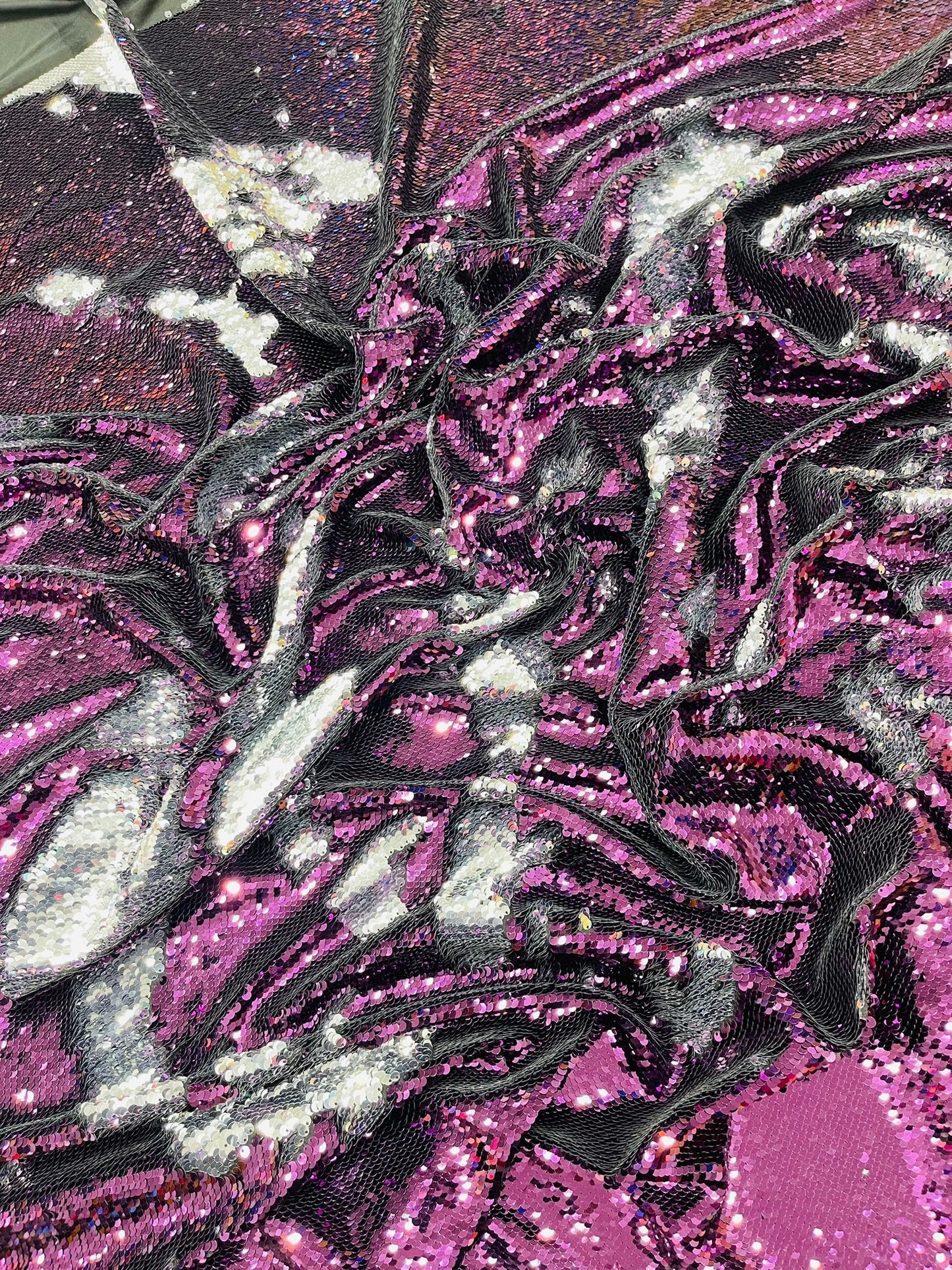 Reversible Color Changing Sequin Fabric| 54" Wide| Stretch Polyester Spandex. - New Creations Fabric & Foam Inc