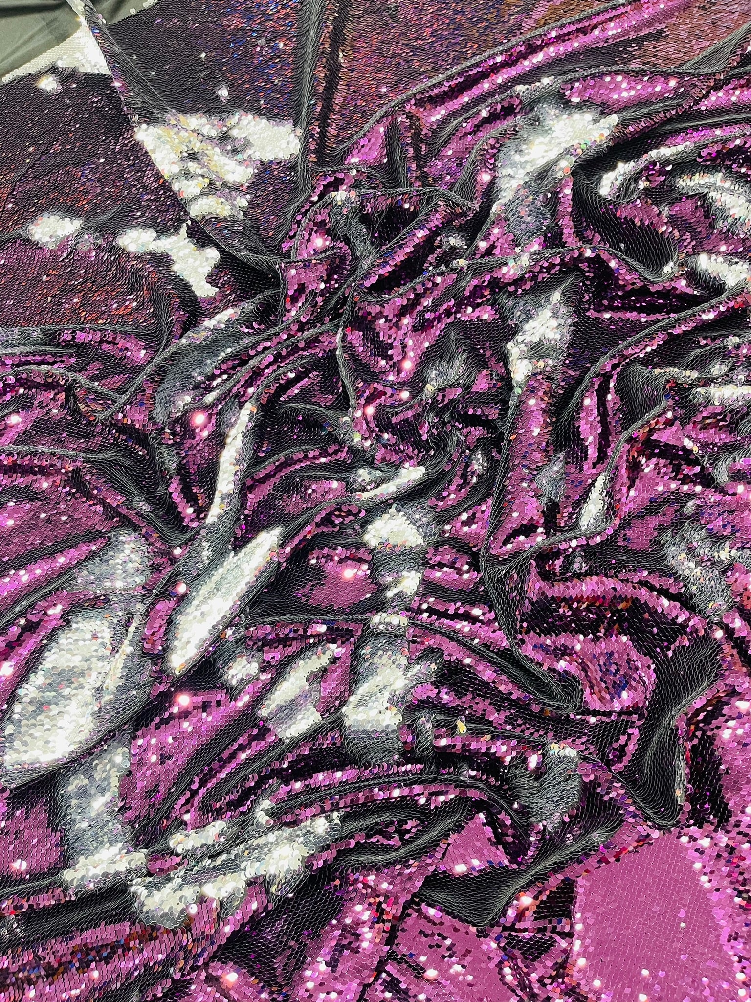 Reversible Color Changing Sequin Fabric| 54" Wide| Stretch Polyester Spandex. - New Creations Fabric & Foam Inc