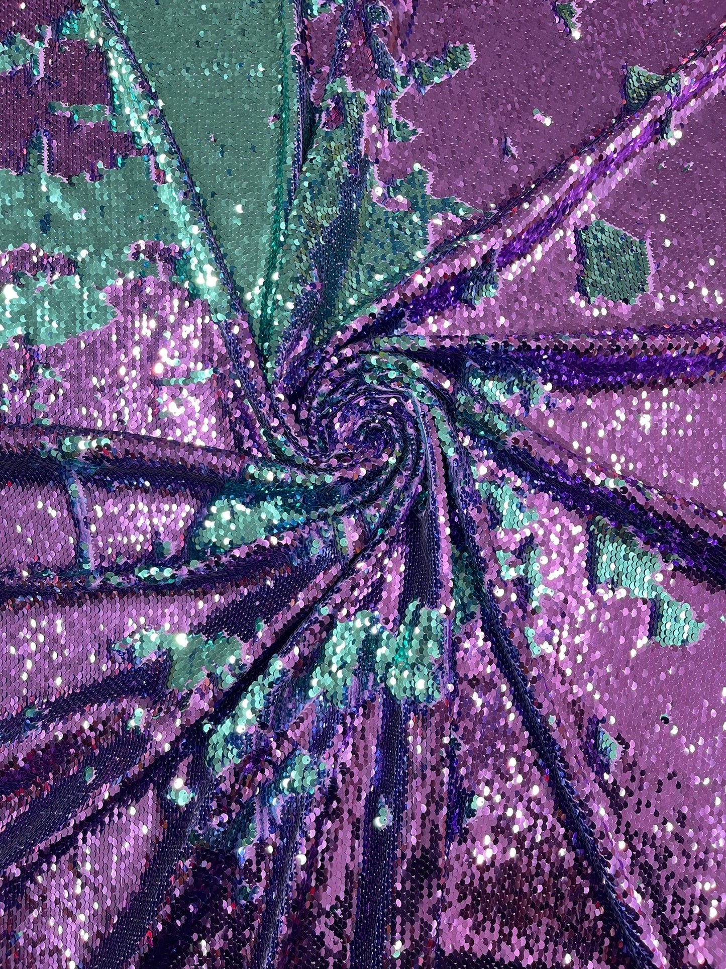 Reversible Color Changing Sequin Fabric| 54" Wide| Stretch Polyester Spandex. - New Creations Fabric & Foam Inc