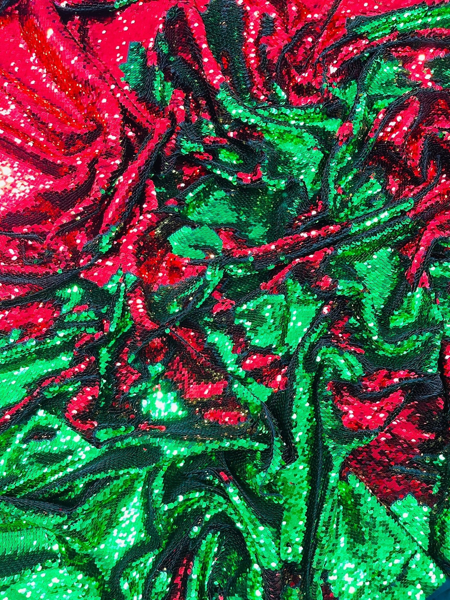 Reversible Color Changing Sequin Fabric| 54" Wide| Stretch Polyester Spandex. - New Creations Fabric & Foam Inc