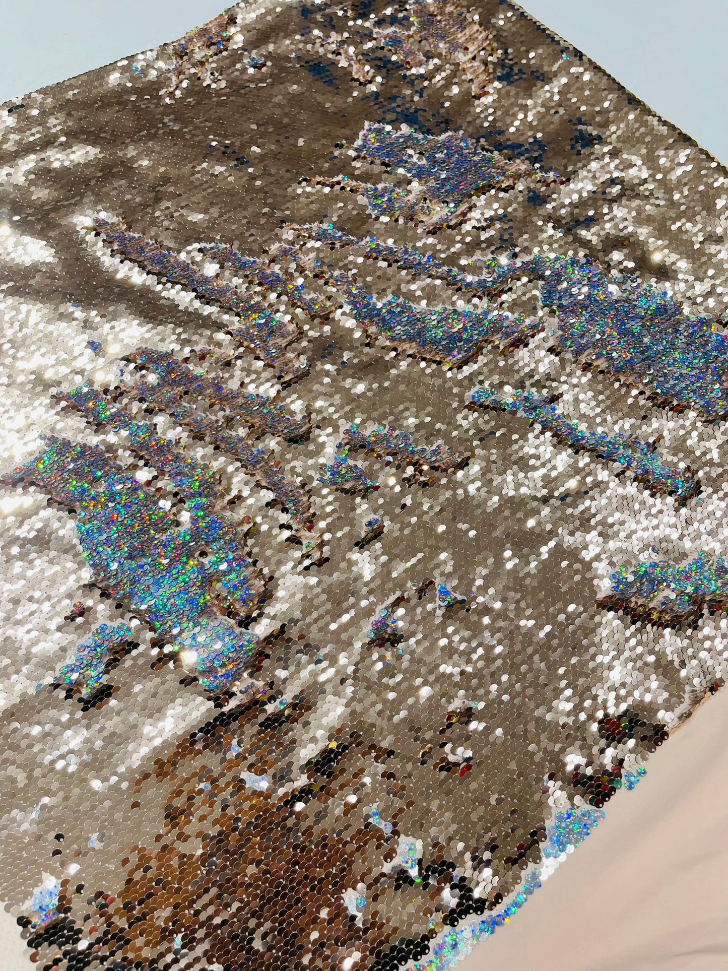 Reversible Color Changing Sequin Fabric| 54" Wide| Stretch Polyester Spandex. - New Creations Fabric & Foam Inc