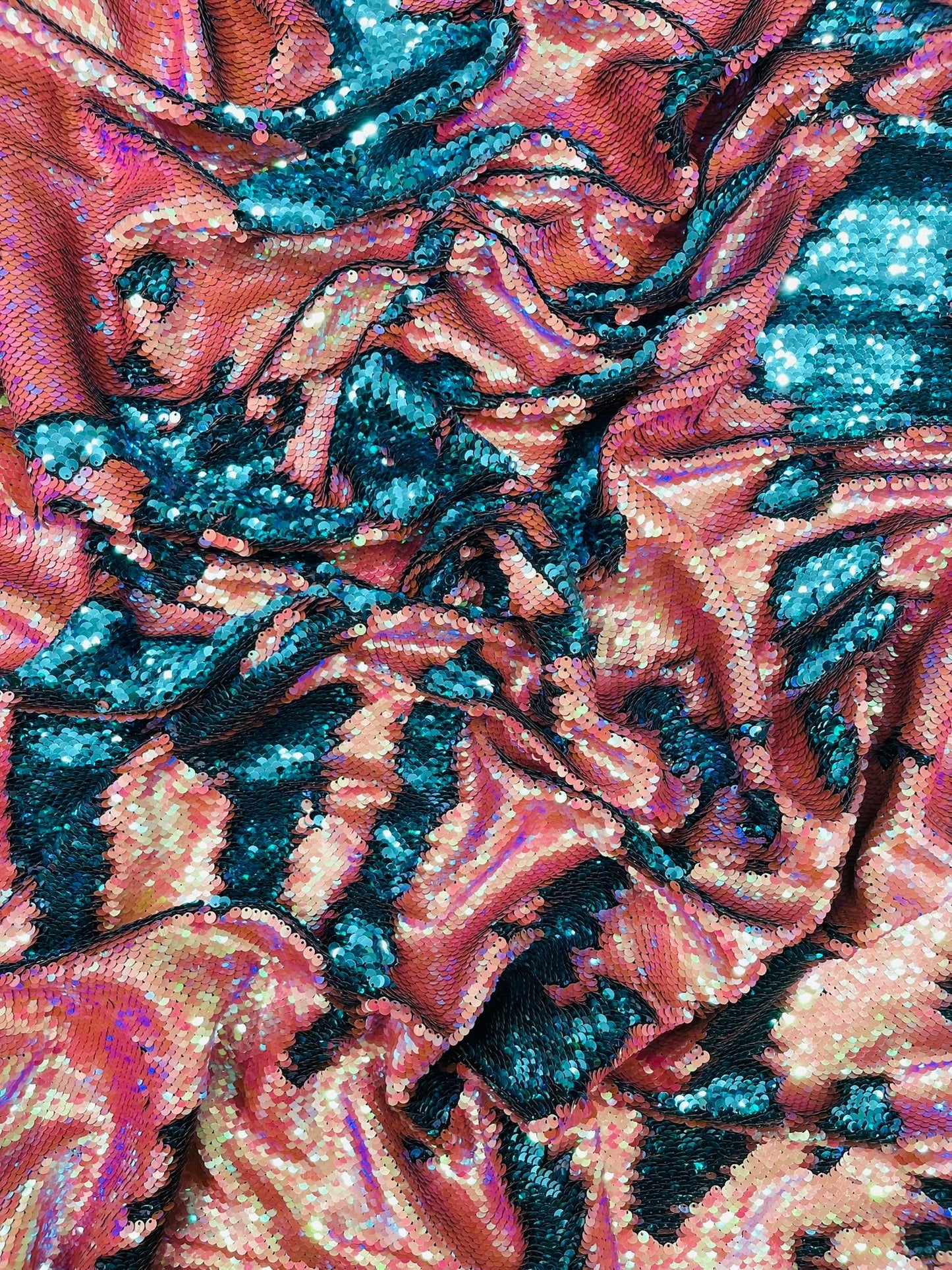Reversible Color Changing Sequin Fabric| 54" Wide| Stretch Polyester Spandex. - New Creations Fabric & Foam Inc