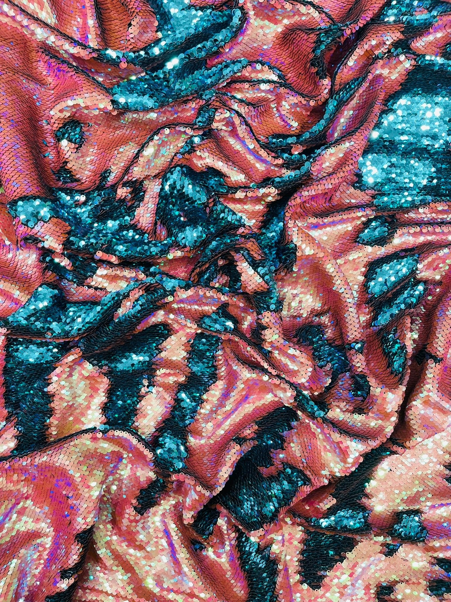 Reversible Color Changing Sequin Fabric| 54" Wide| Stretch Polyester Spandex. - New Creations Fabric & Foam Inc