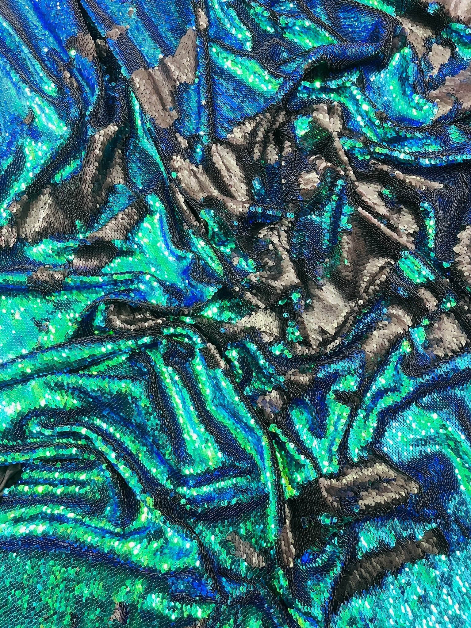 Reversible Color Changing Sequin Fabric| 54" Wide| Stretch Polyester Spandex. - New Creations Fabric & Foam Inc