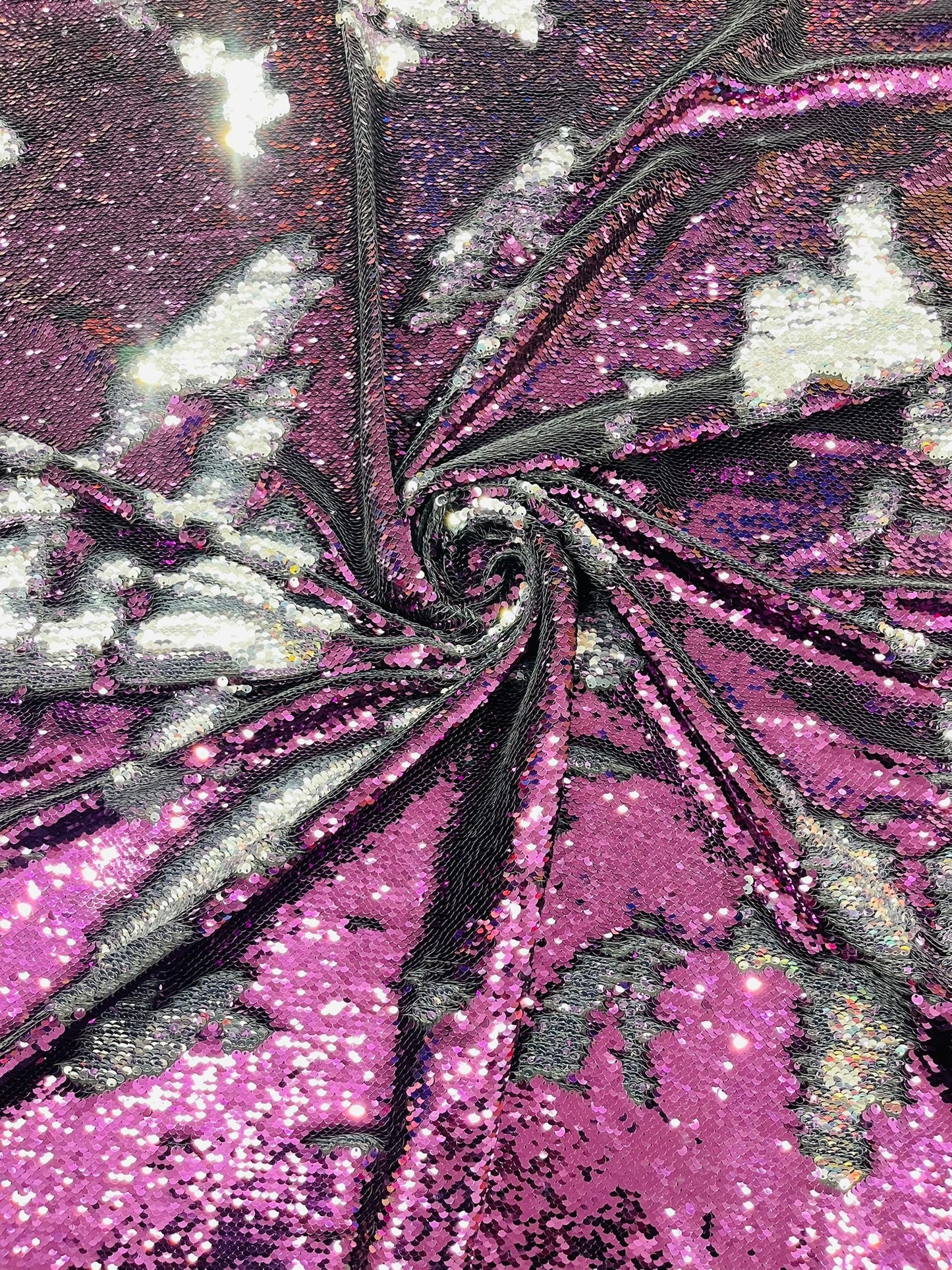Reversible Color Changing Sequin Fabric| 54" Wide| Stretch Polyester Spandex. - New Creations Fabric & Foam Inc