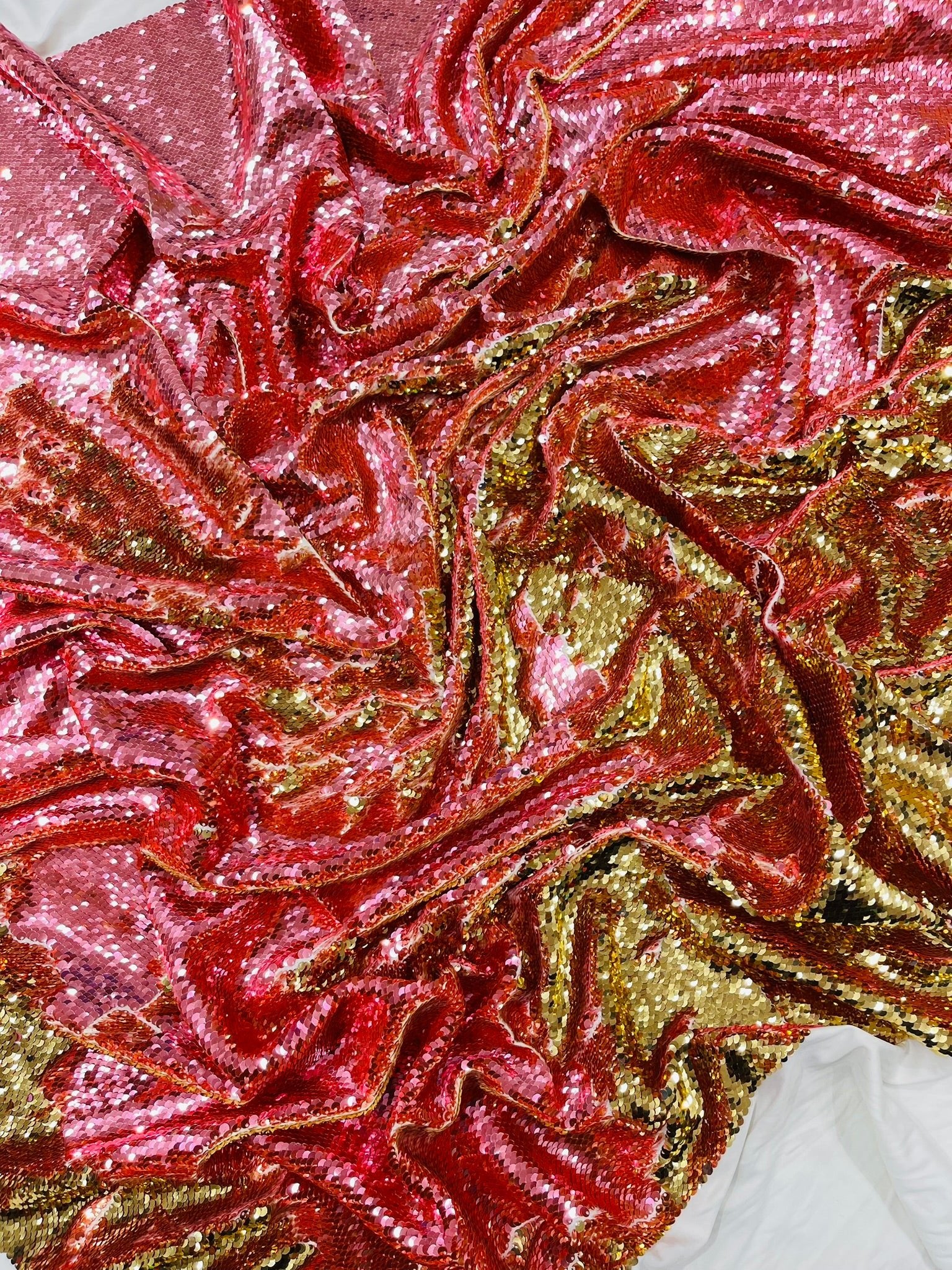 Reversible Color Changing Sequin Fabric| 54" Wide| Stretch Polyester Spandex. - New Creations Fabric & Foam Inc