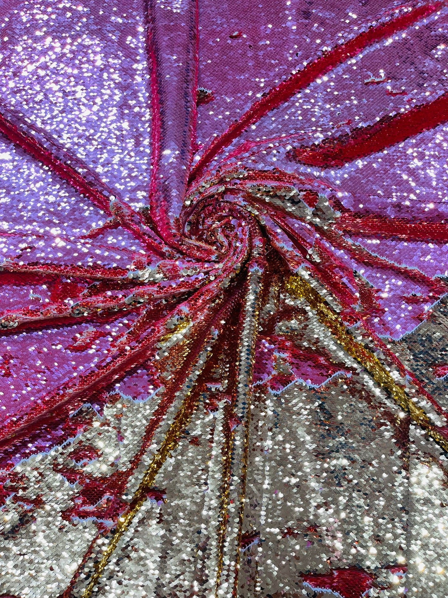 Reversible Color Changing Sequin Fabric| 54" Wide| Stretch Polyester Spandex. - New Creations Fabric & Foam Inc