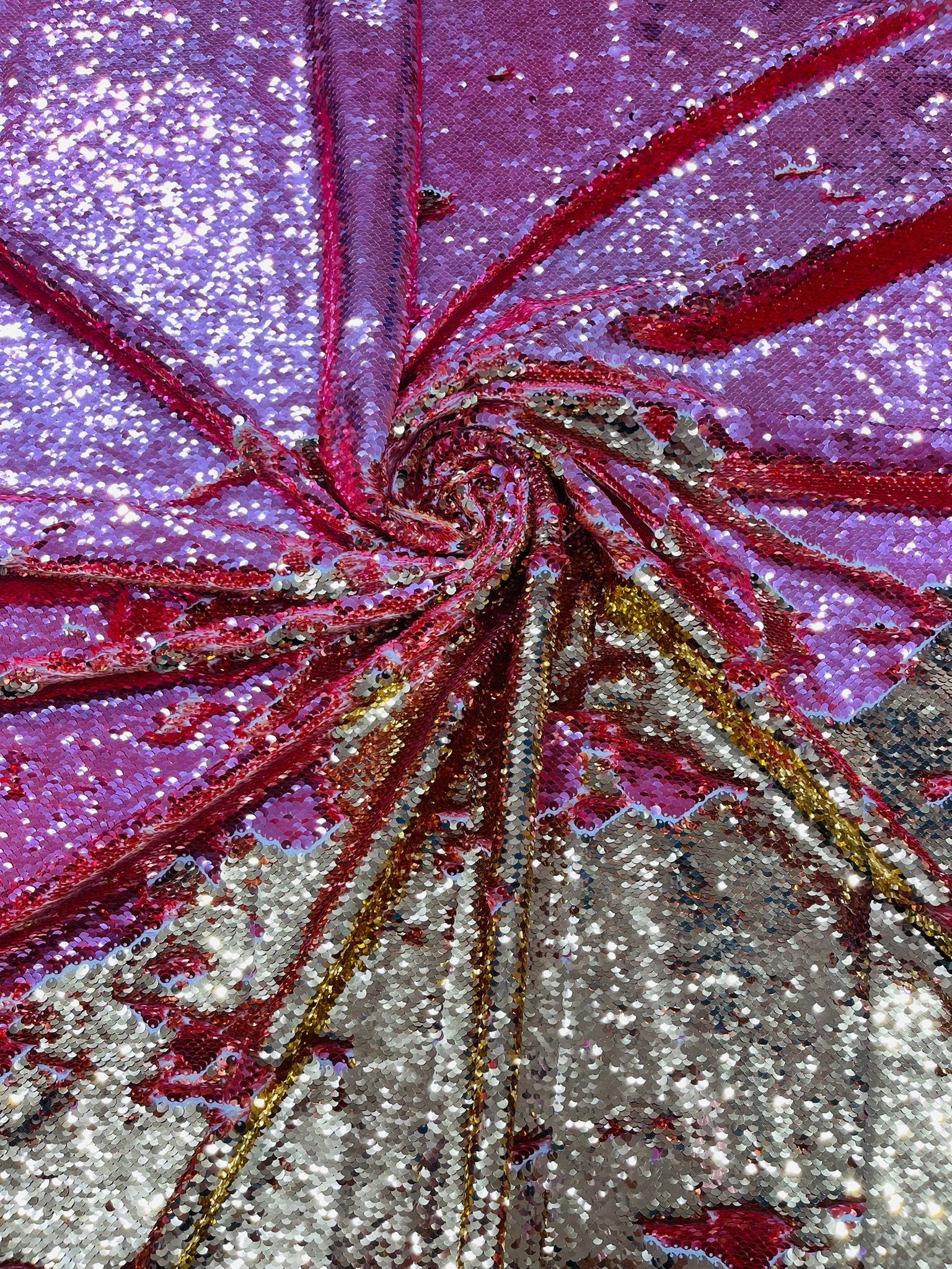 Reversible Color Changing Sequin Fabric| 54" Wide| Stretch Polyester Spandex. - New Creations Fabric & Foam Inc