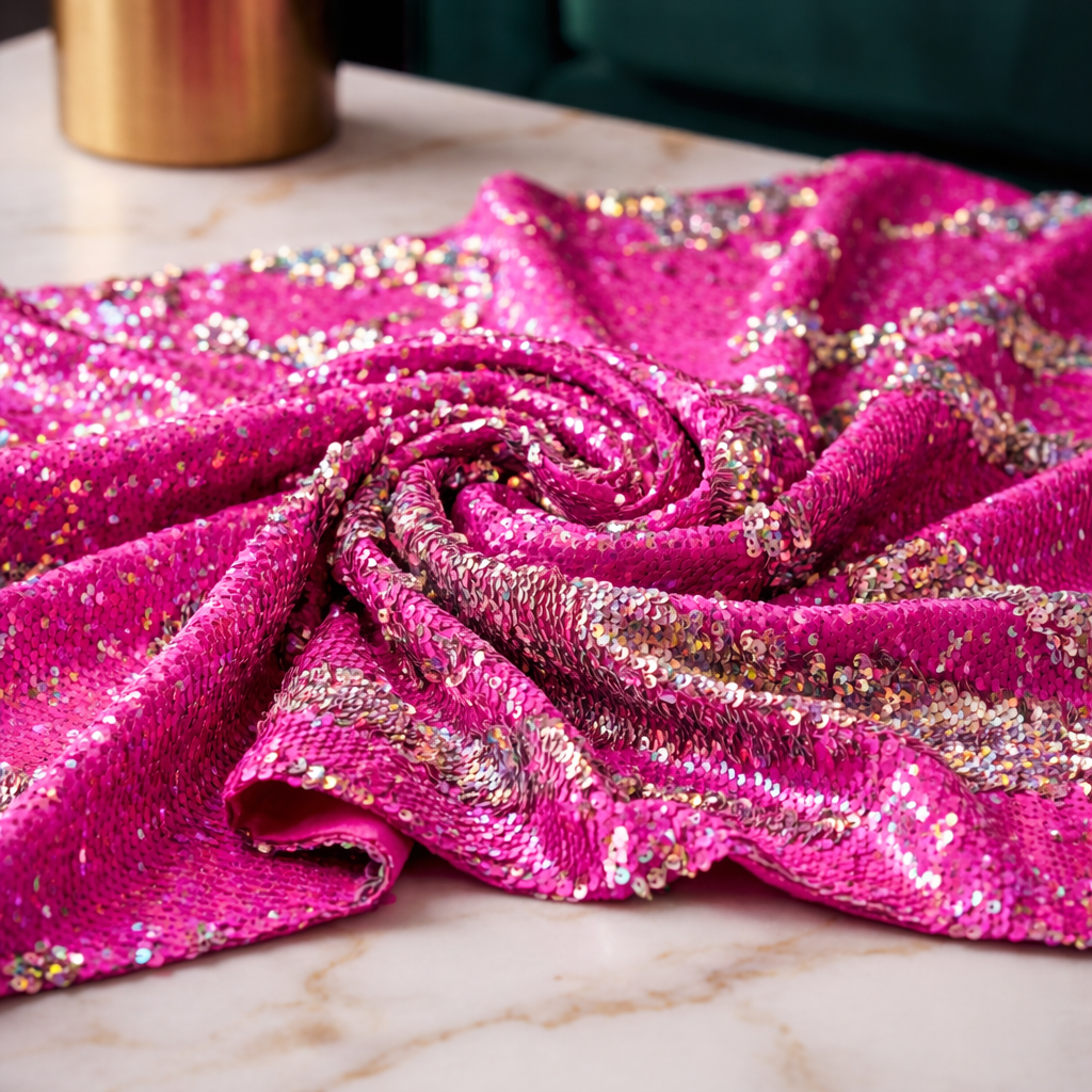 Reversible Flip Sequin Fabric by the Yard 54” Wide – Mermaid Iridescent Color Changing Sequin Stretch Fabric for Dresses, Costumes, Pillows & Decor - New Creations Fabric & Foam Inc