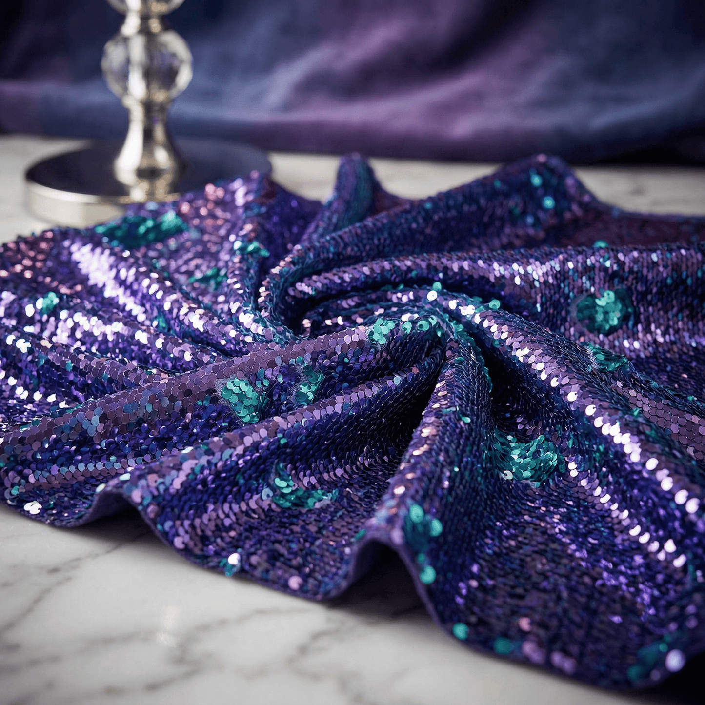Reversible Flip Sequin Fabric by the Yard 54” Wide – Mermaid Iridescent Color Changing Sequin Stretch Fabric for Dresses, Costumes, Pillows & Decor - New Creations Fabric & Foam Inc