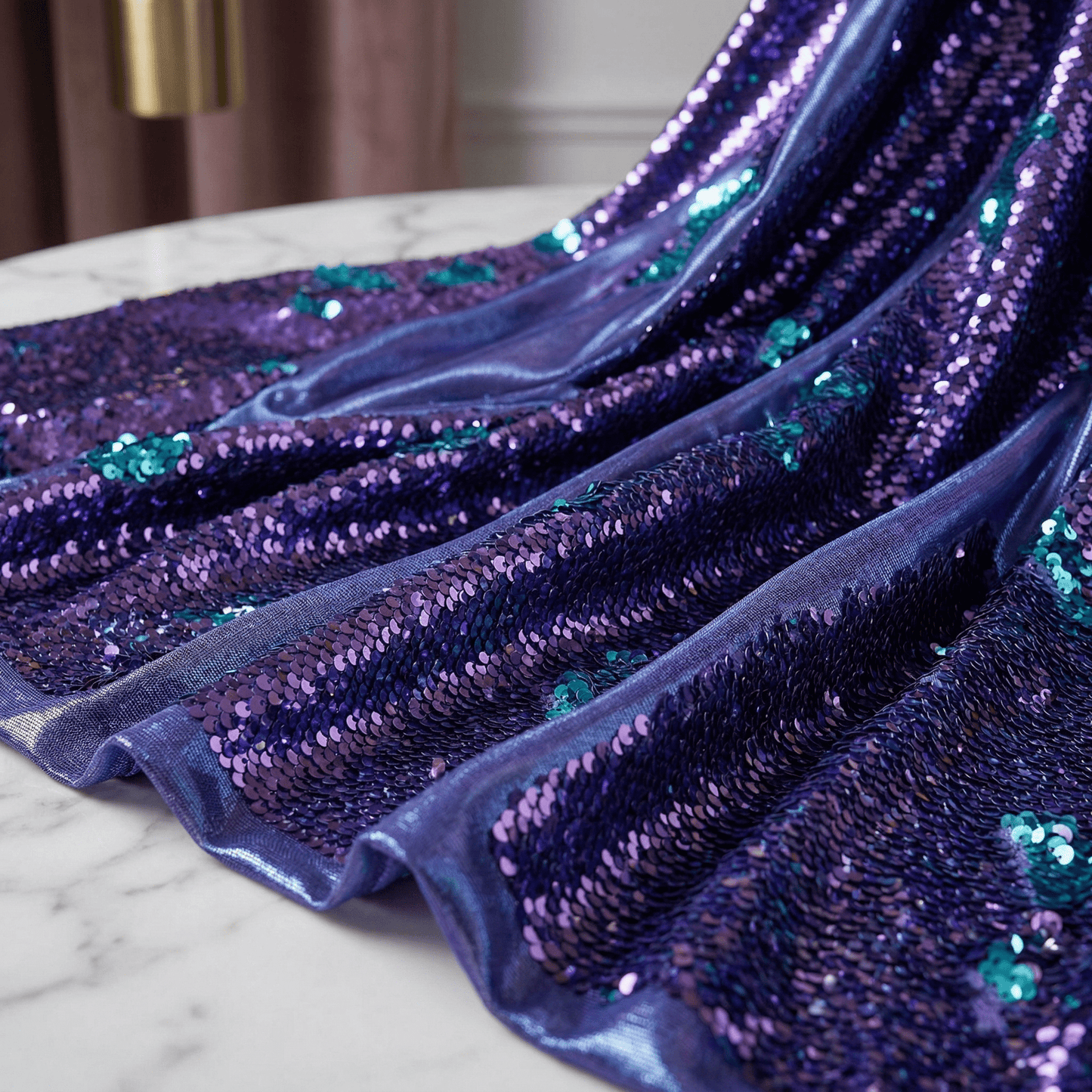 Reversible Flip Sequin Fabric by the Yard 54” Wide – Mermaid Iridescent Color Changing Sequin Stretch Fabric for Dresses, Costumes, Pillows & Decor - New Creations Fabric & Foam Inc