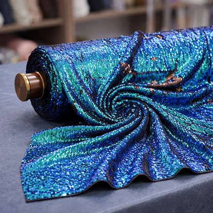 Reversible Flip Sequin Fabric by the Yard 54” Wide – Mermaid Iridescent Color Changing Sequin Stretch Fabric for Dresses, Costumes, Pillows & Decor - New Creations Fabric & Foam Inc