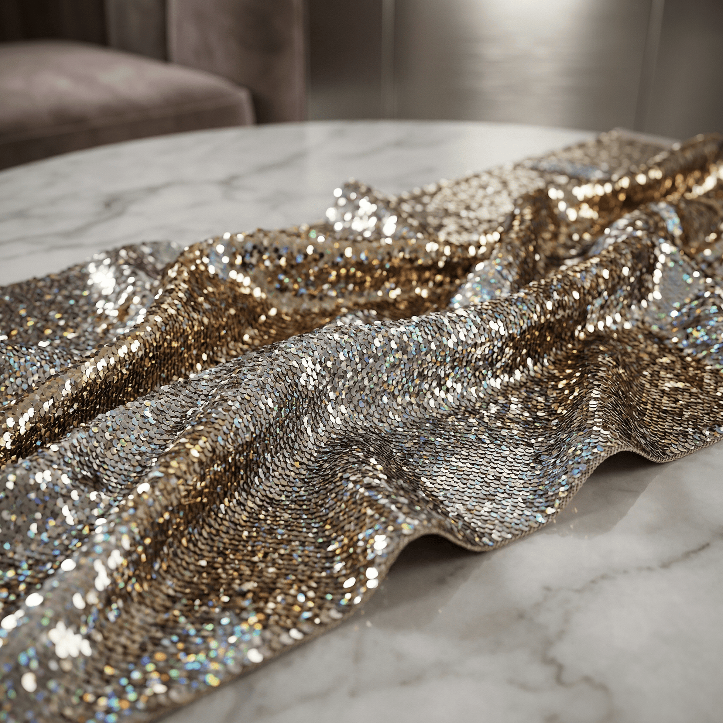 Reversible Flip Sequin Fabric by the Yard 54” Wide – Mermaid Iridescent Color Changing Sequin Stretch Fabric for Dresses, Costumes, Pillows & Decor - New Creations Fabric & Foam Inc