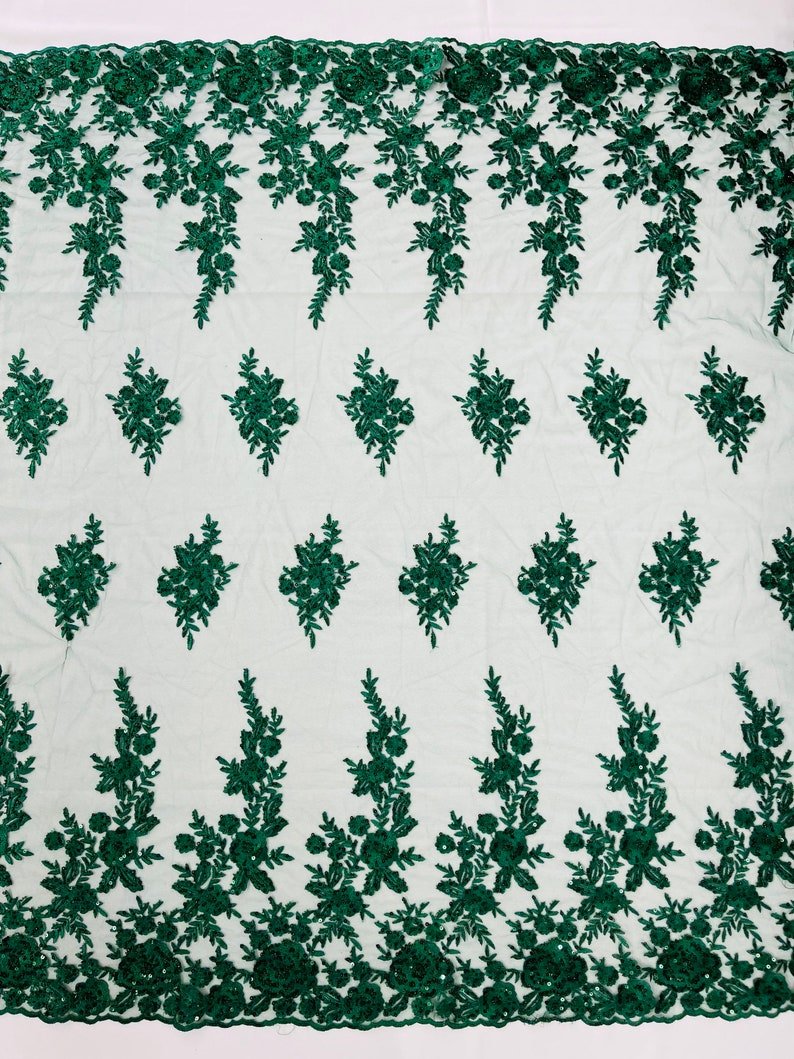 ROSE FLORAL BEADED LACE (By The Yard) - New Creations Fabric & Foam Inc