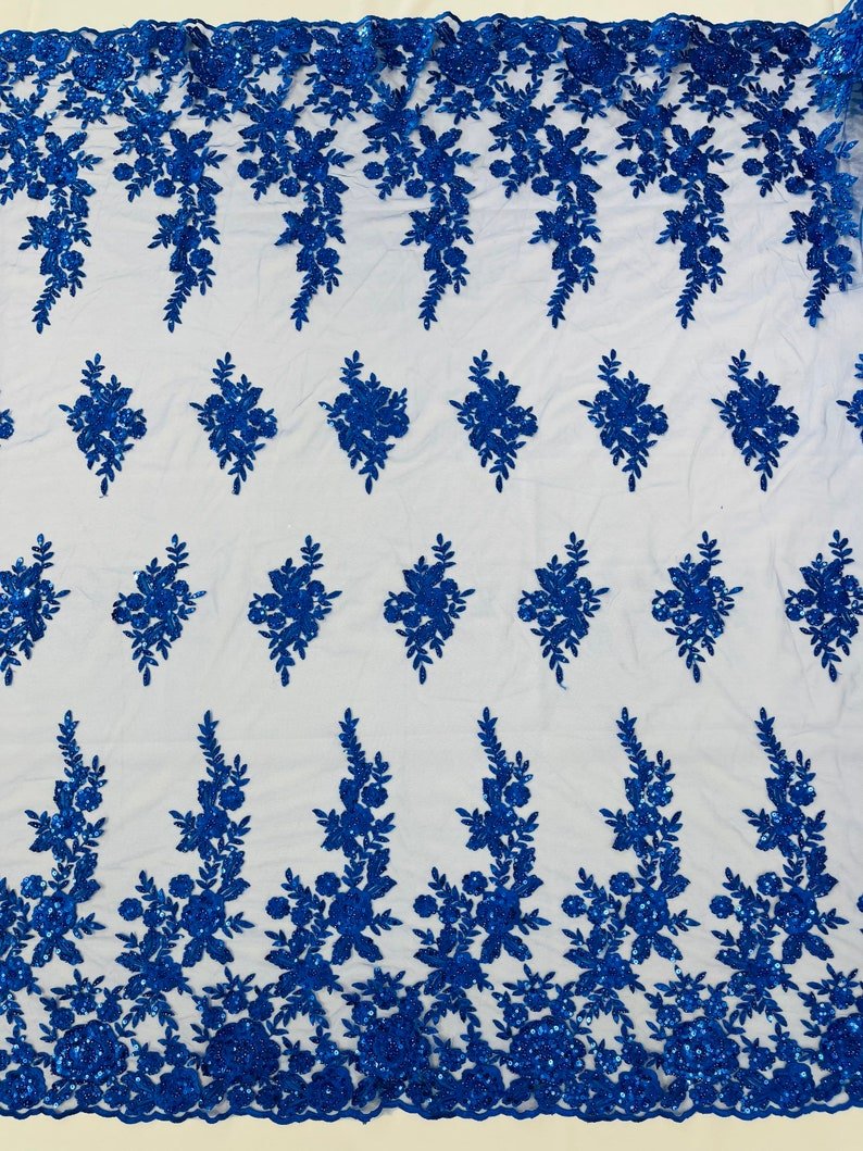 ROSE FLORAL BEADED LACE (By The Yard) - New Creations Fabric & Foam Inc