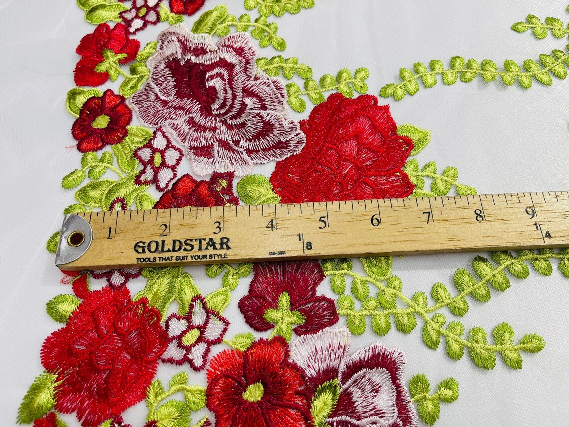 Roses Multi Color Floral Design Embroider On Mesh Lace Fabric| New Creations Fabric & Foam Inc. - New Creations Fabric & Foam Inc