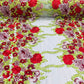 Roses Multi Color Floral Design Embroider On Mesh Lace Fabric| New Creations Fabric & Foam Inc. - New Creations Fabric & Foam Inc