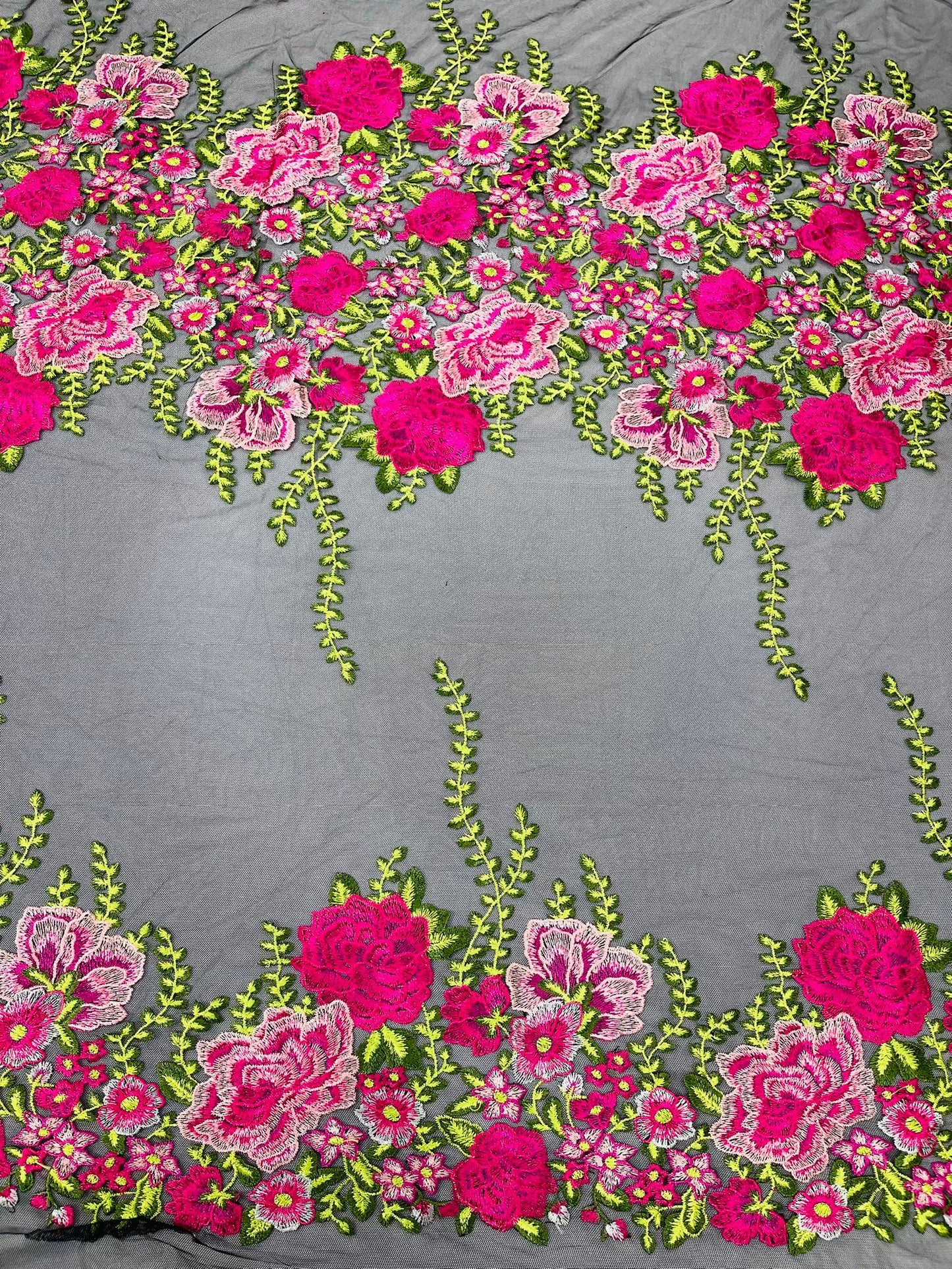 Roses Multi Color Floral Design Embroider On Mesh Lace Fabric| New Creations Fabric & Foam Inc. - New Creations Fabric & Foam Inc