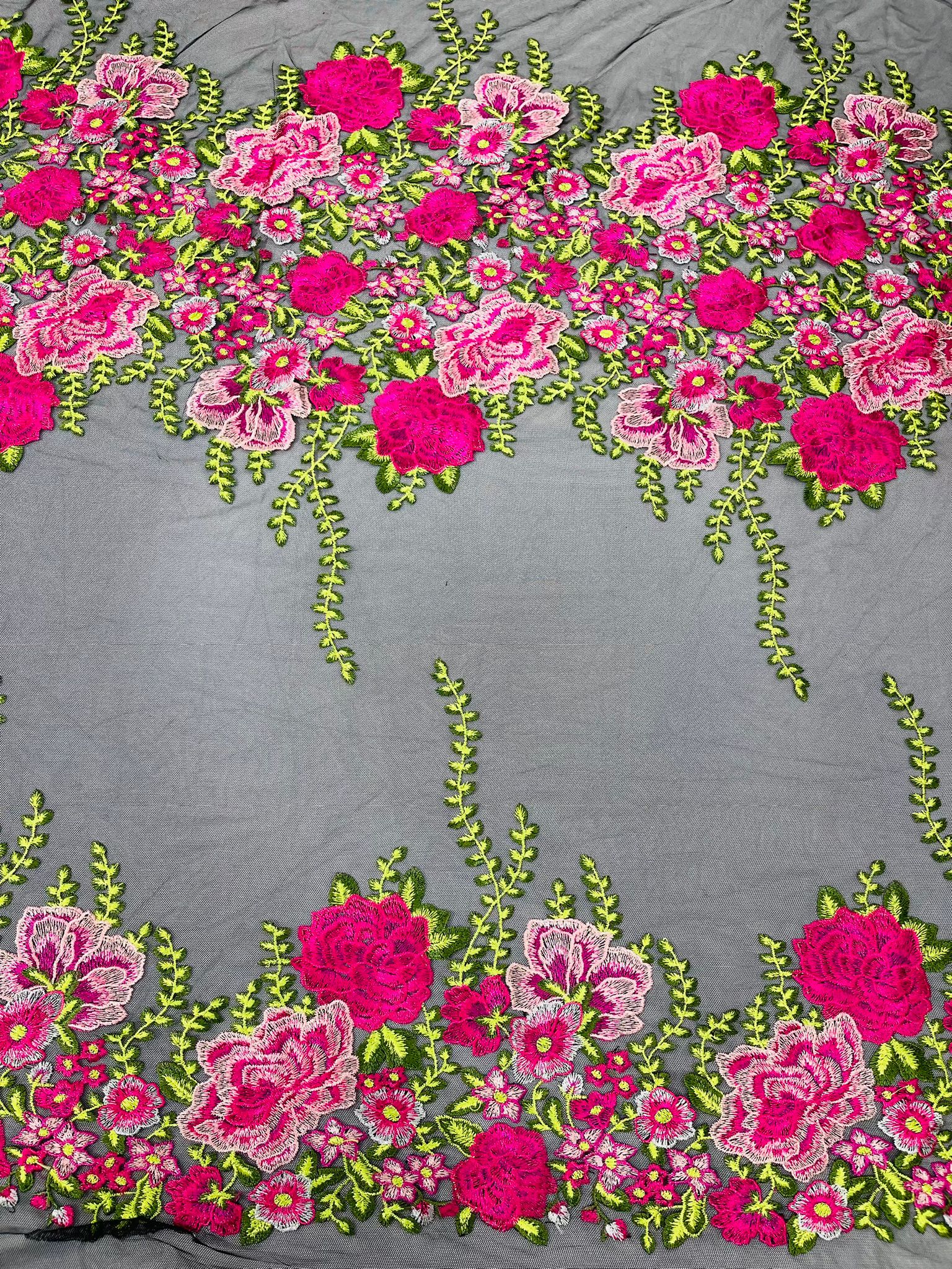 Roses Multi Color Floral Design Embroider On Mesh Lace Fabric| New Creations Fabric & Foam Inc. - New Creations Fabric & Foam Inc