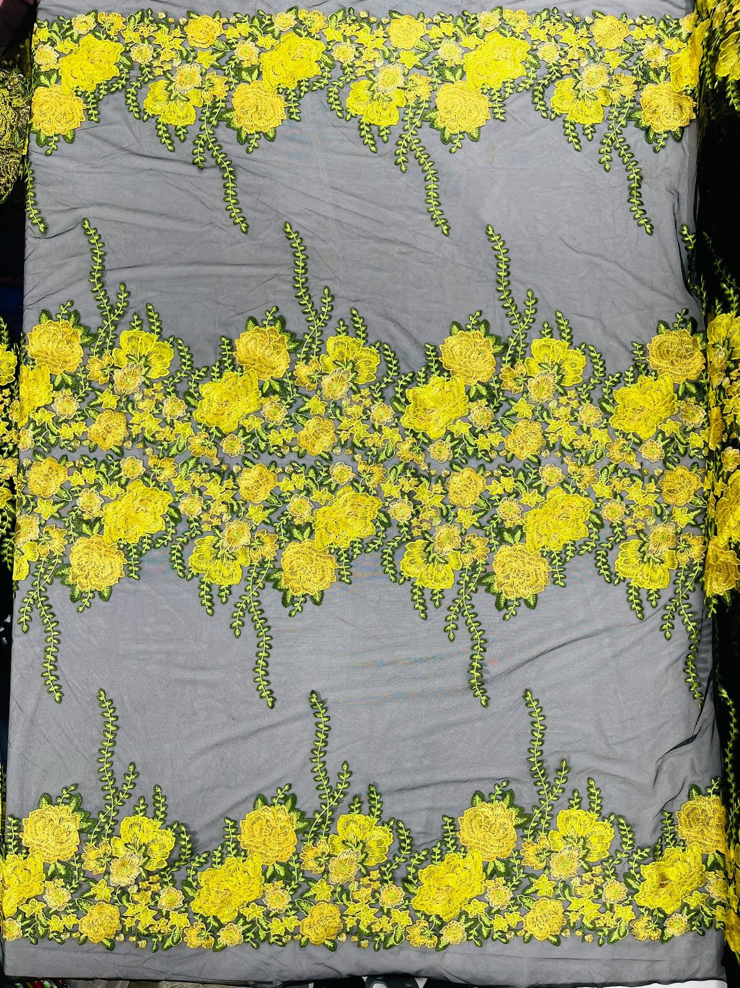 Roses Multi Color Floral Design Embroider On Mesh Lace Fabric| New Creations Fabric & Foam Inc. - New Creations Fabric & Foam Inc