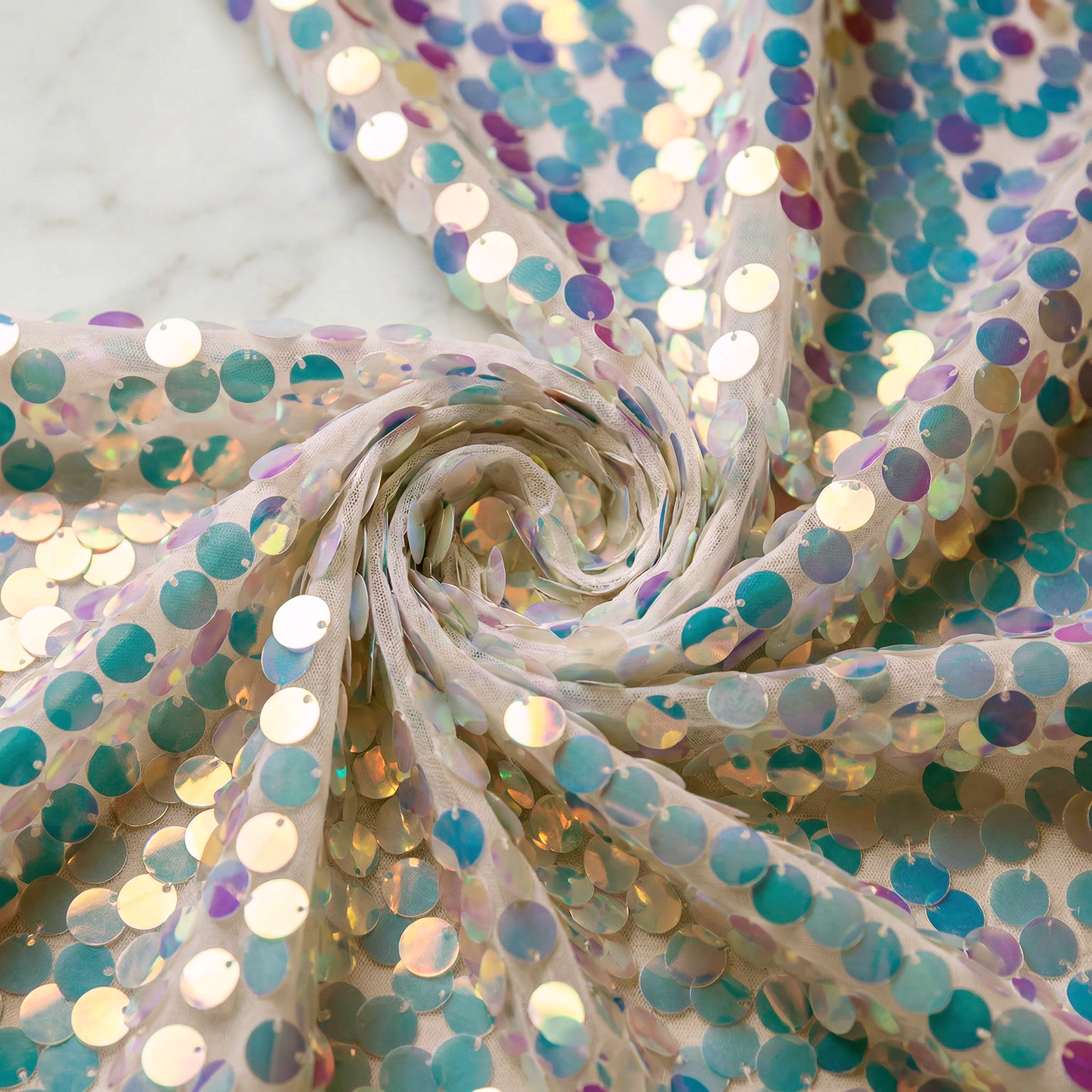 Round Sequin Fabric by the Yard 54” Wide – Shiny Sequin Mesh Fabric for Dresses, Costumes, Backdrops & Event Decor - New Creations Fabric & Foam Inc