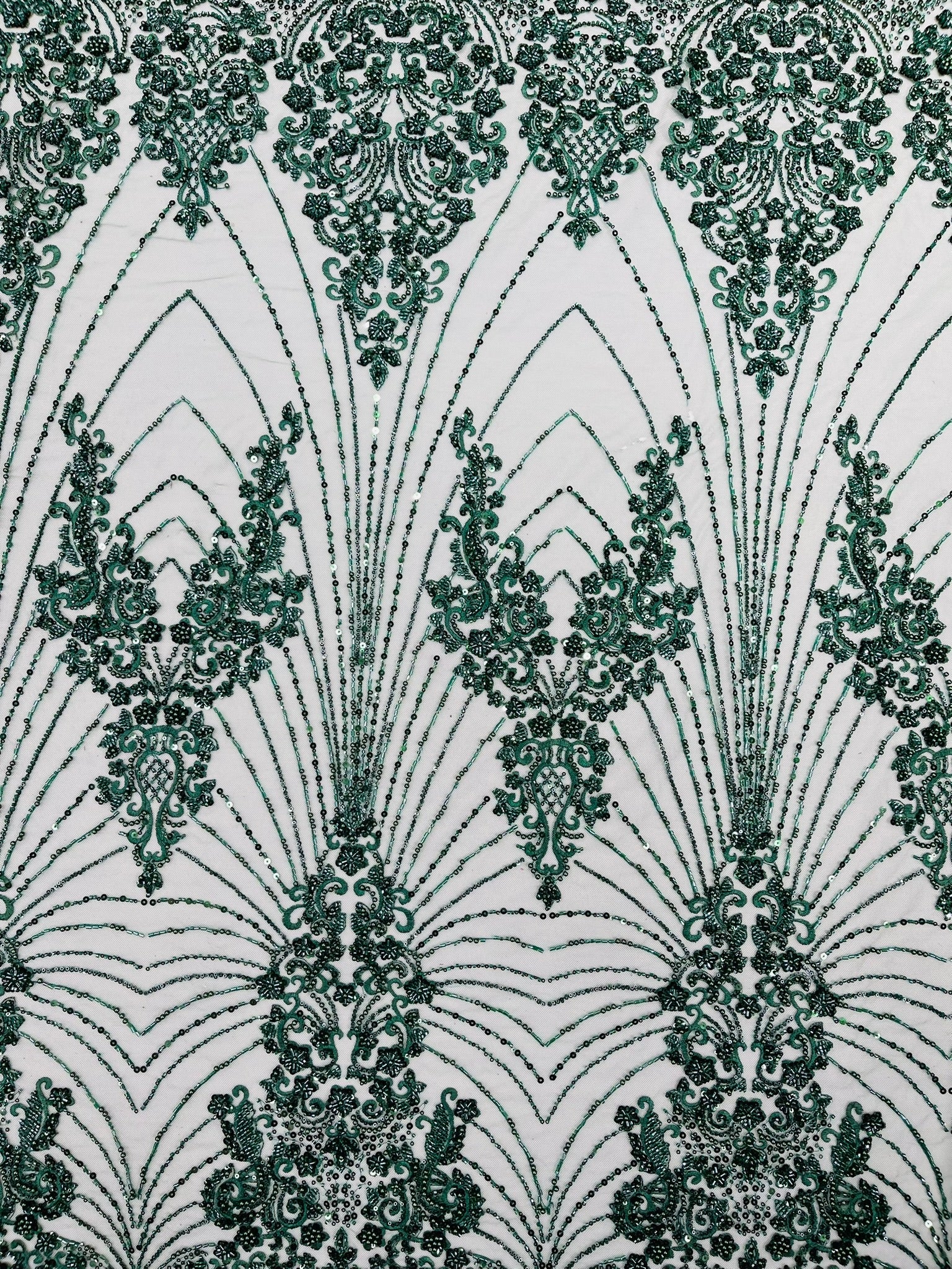 Royalty Damask Beaded Lace Luxury on Mesh 54” Wide| New Creations Fabric & Foam Inc. - New Creations Fabric & Foam Inc