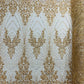 Royalty Damask Beaded Lace Luxury on Mesh 54” Wide| New Creations Fabric & Foam Inc. - New Creations Fabric & Foam Inc