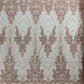 Royalty Damask Beaded Lace Luxury on Mesh 54” Wide| New Creations Fabric & Foam Inc. - New Creations Fabric & Foam Inc