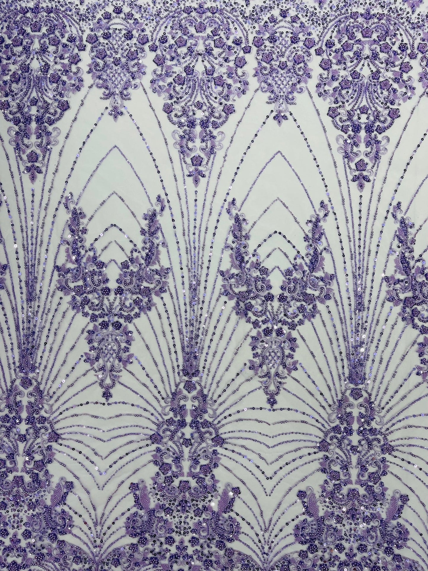 Royalty Damask Beaded Lace Luxury on Mesh 54” Wide| New Creations Fabric & Foam Inc. - New Creations Fabric & Foam Inc