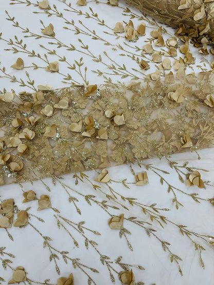 Satin 3D floral glitter fabric| New Creations Fabric & Foam Inc. - New Creations Fabric & Foam Inc