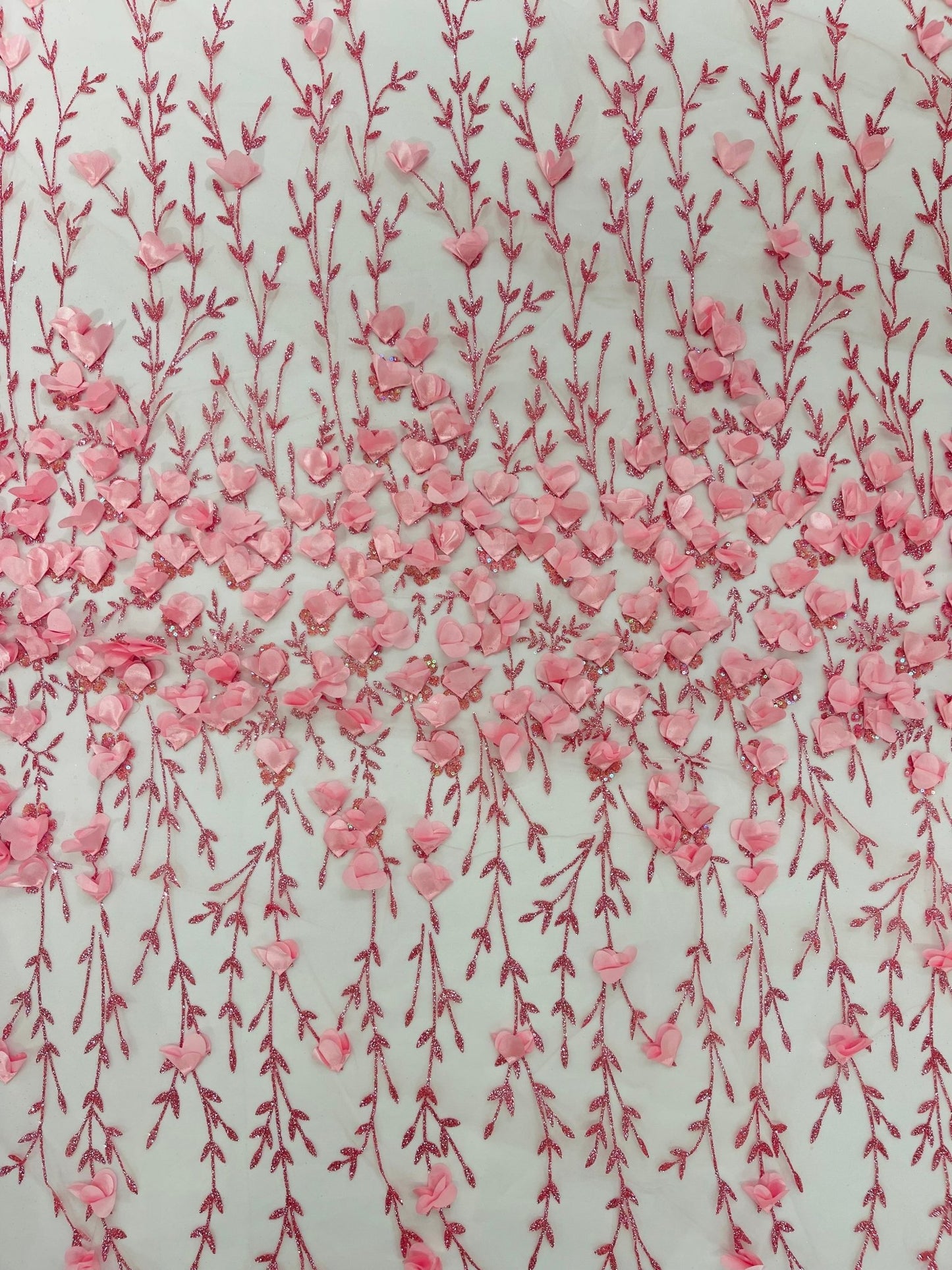 Satin 3D floral glitter fabric| New Creations Fabric & Foam Inc. - New Creations Fabric & Foam Inc