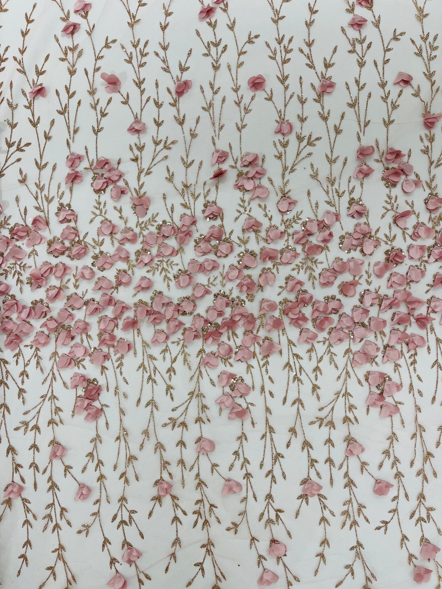Satin 3D floral glitter fabric| New Creations Fabric & Foam Inc. - New Creations Fabric & Foam Inc