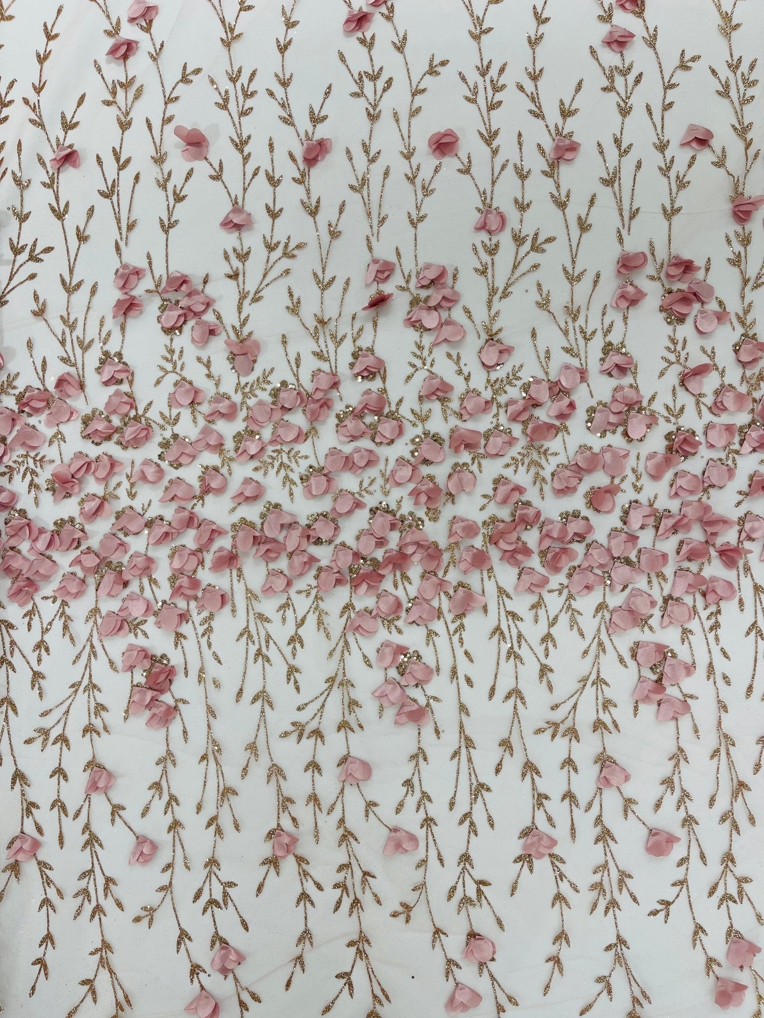 Satin 3D floral glitter fabric| New Creations Fabric & Foam Inc. - New Creations Fabric & Foam Inc