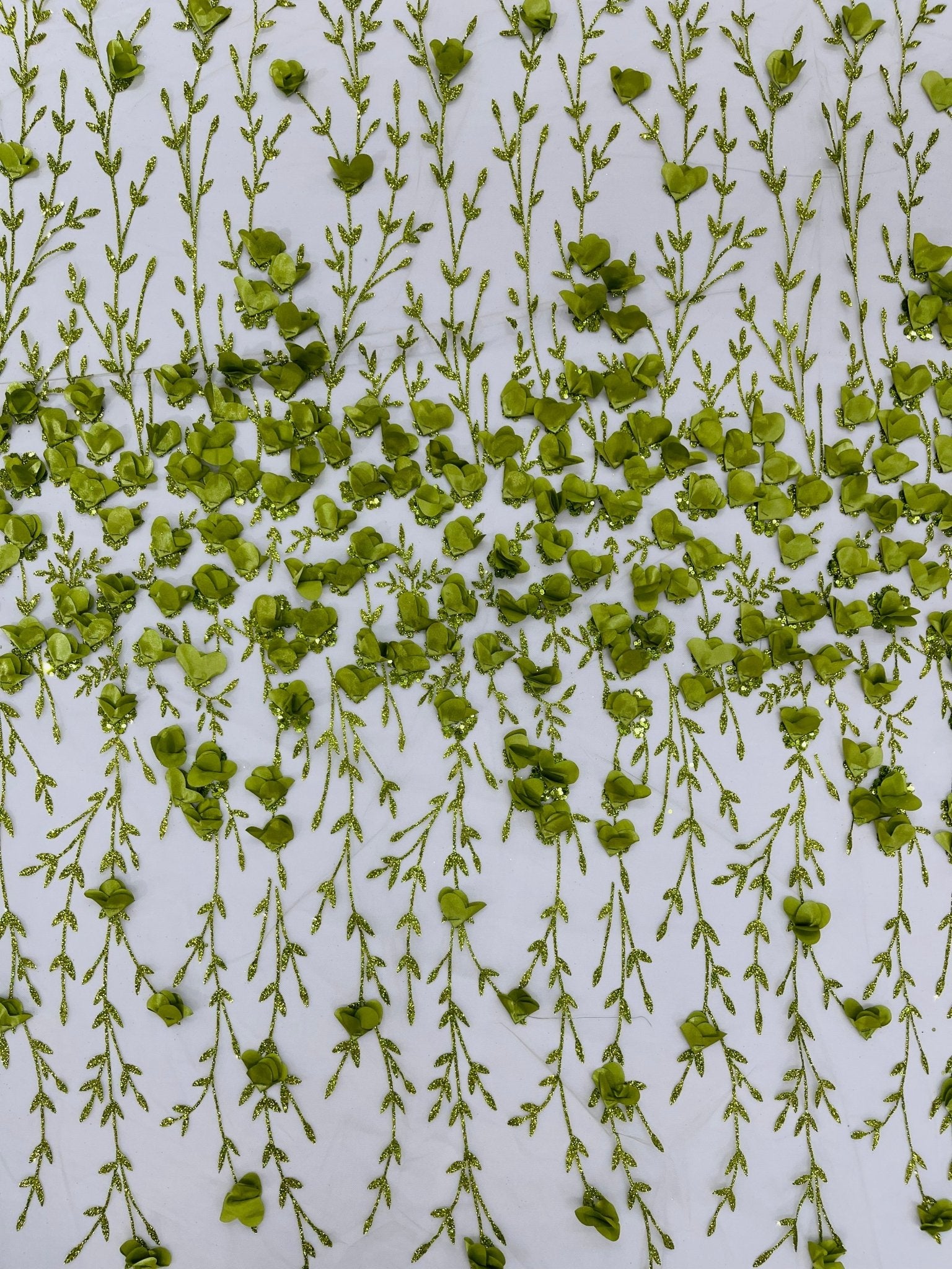 Satin 3D floral glitter fabric| New Creations Fabric & Foam Inc. - New Creations Fabric & Foam Inc