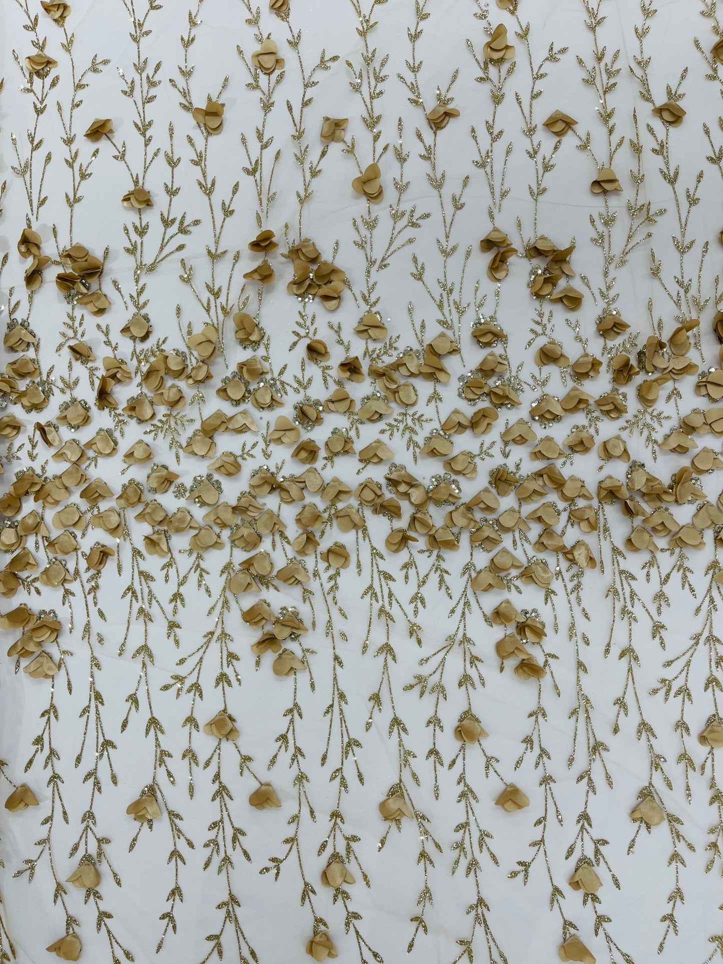 Satin 3D floral glitter fabric| New Creations Fabric & Foam Inc. - New Creations Fabric & Foam Inc