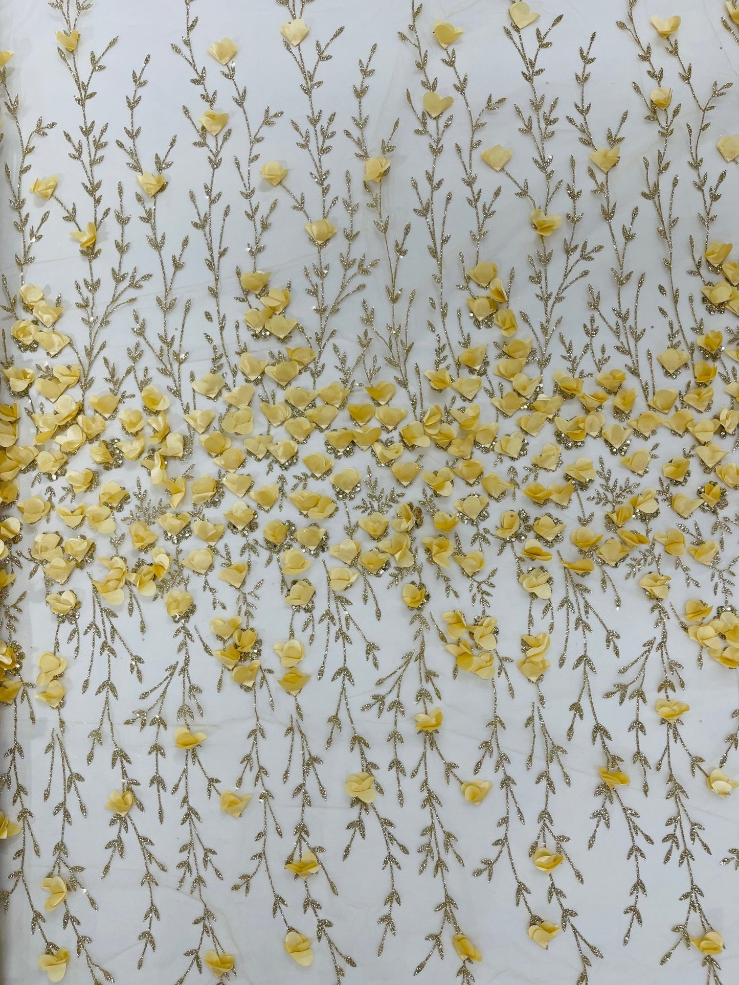 Satin 3D floral glitter fabric| New Creations Fabric & Foam Inc. - New Creations Fabric & Foam Inc